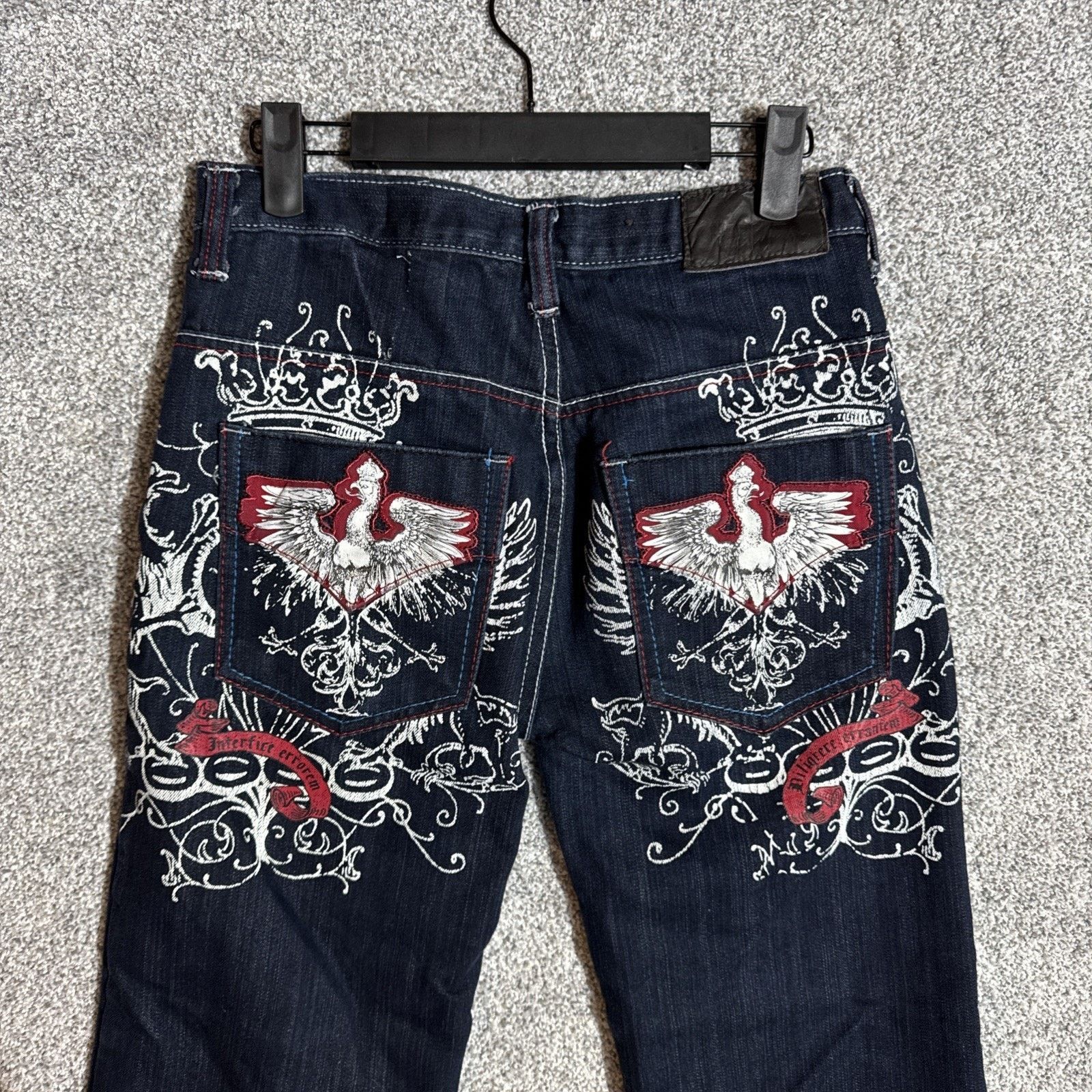 Other Y2K Jeans Women 14 Mallgoth Bootcut Rock Tattoo Embroidered Size 36" / US 14 / IT 50 - 7 Thumbnail
