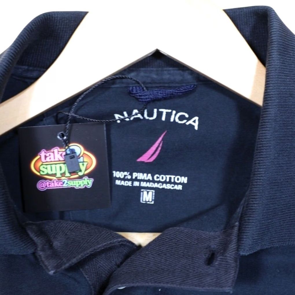 Nautica Nautica Polo Shirt Mens Short Sleeve Black 100% Cotton Pima Embroidered Logo Red Sailboat Size M Size US M / EU 48-50 / 2 - 5 Thumbnail