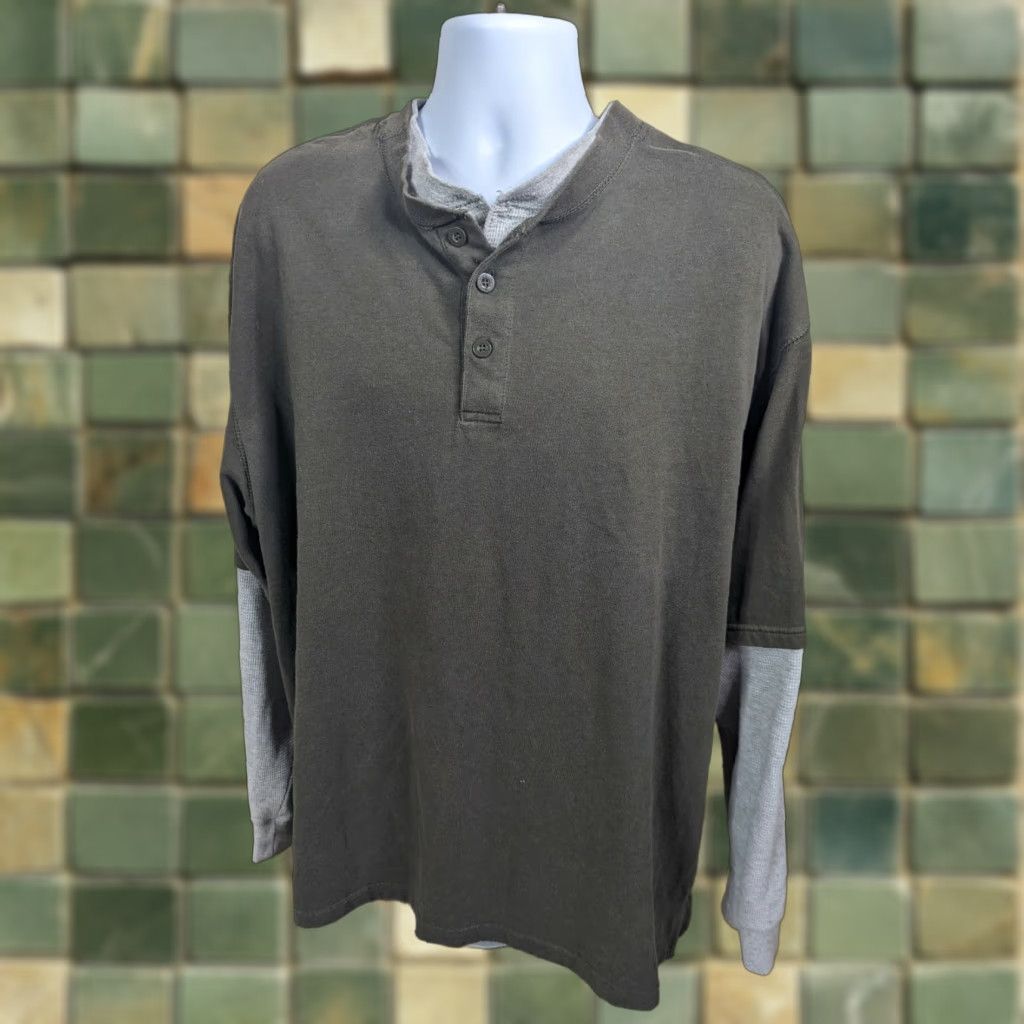 Vintage Work N' Sport Mens Thermal Henley Long Sleeve 3XLT T-Shirt T6S Green Hooded? Size US XXL / EU 58 / 5 - 1 Thumbnail