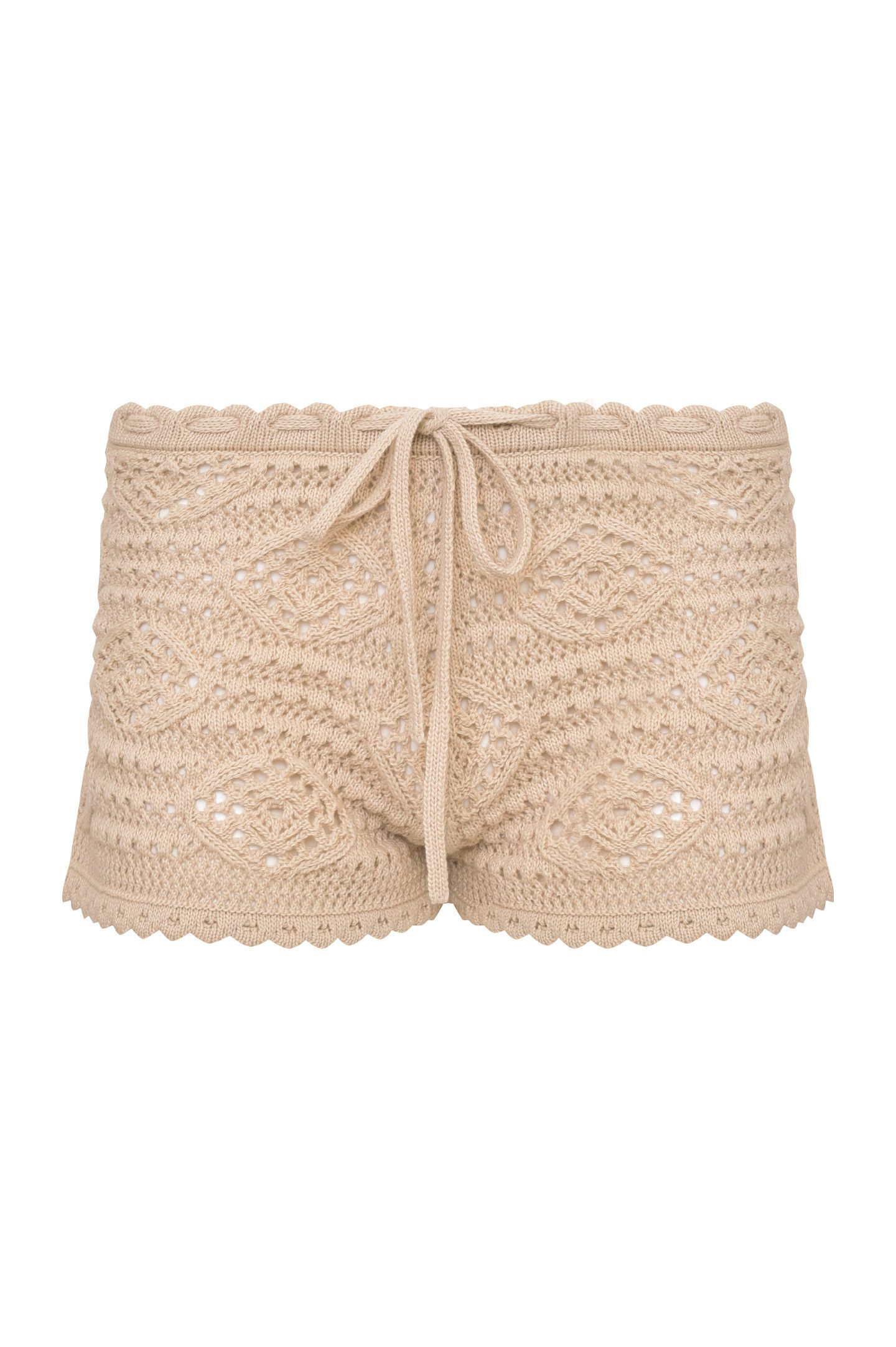 Saint Laurent Paris o1s1wg110924 Low-Waisted Crochet Shorts in Wool in Beige Size 36" / US 14 / IT 50 - 1 Thumbnail