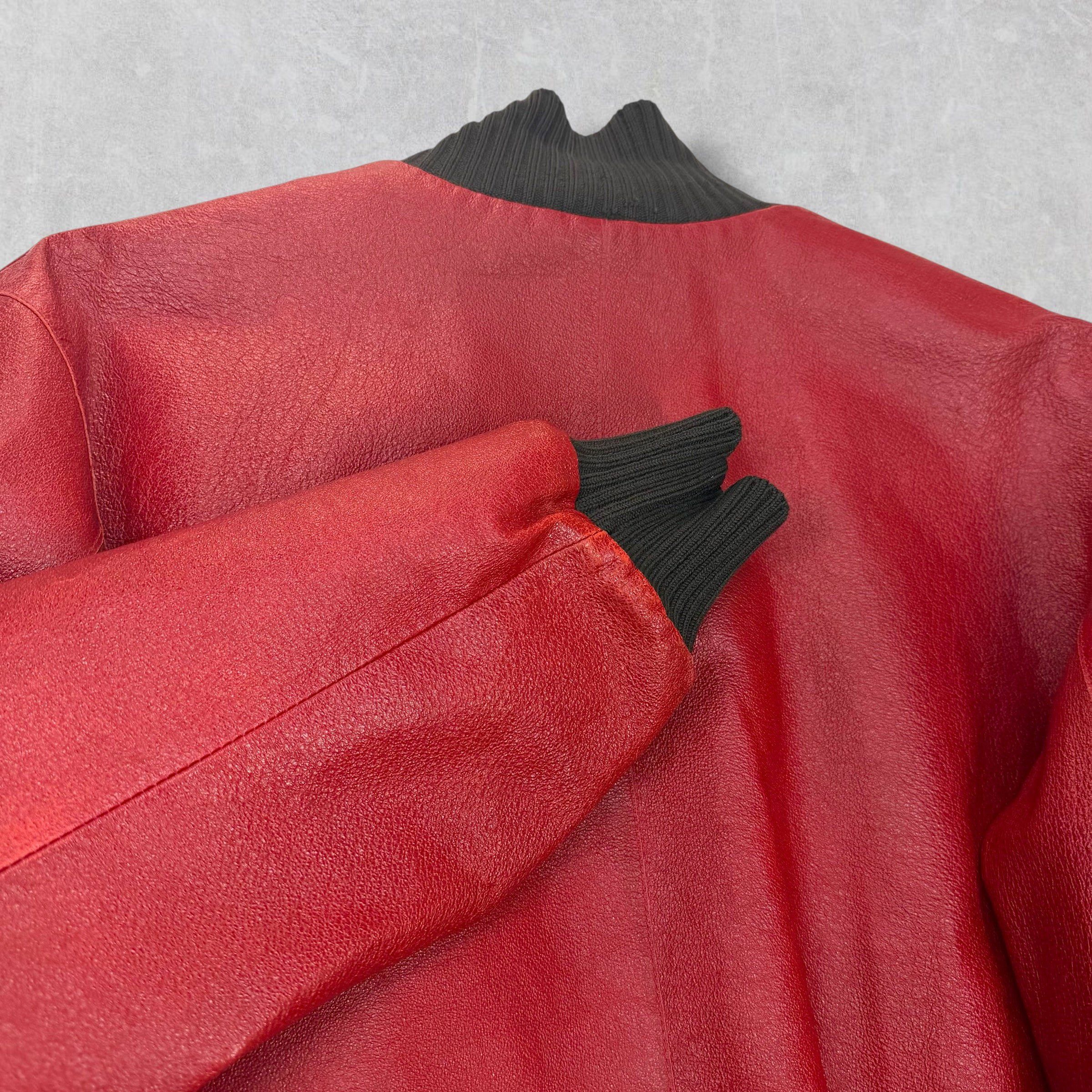 Prada Prada Runway Red Leather Bomber 54 (M) Size US M / EU 48-50 / 2 - 4 Thumbnail
