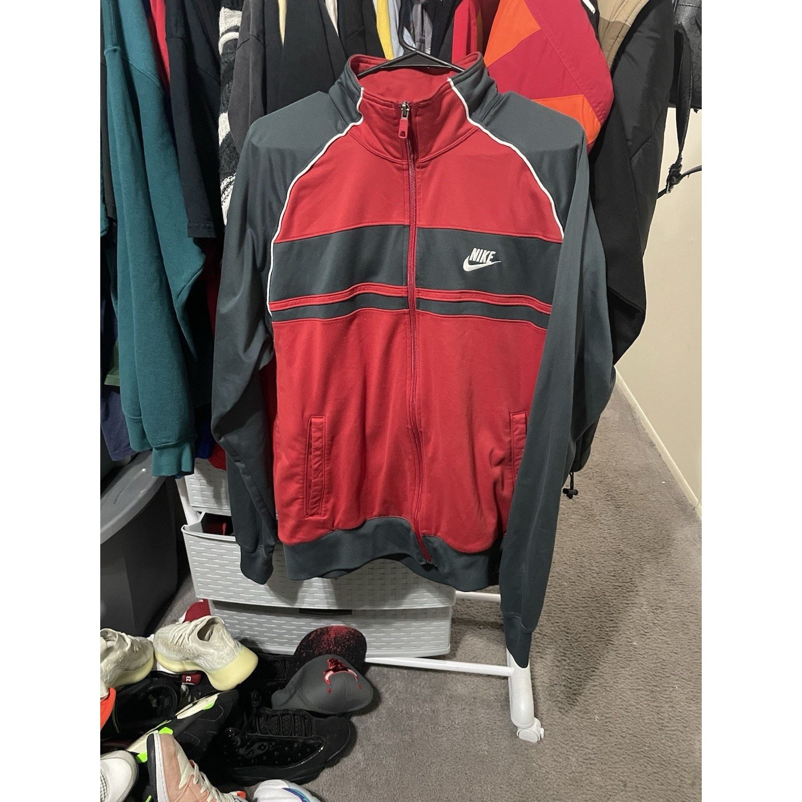 Nike Size XL- VTG 90’s Nike Sportswear Gray Red Zip Track Jacket Size US XL / EU 56 / 4 - 1 Thumbnail