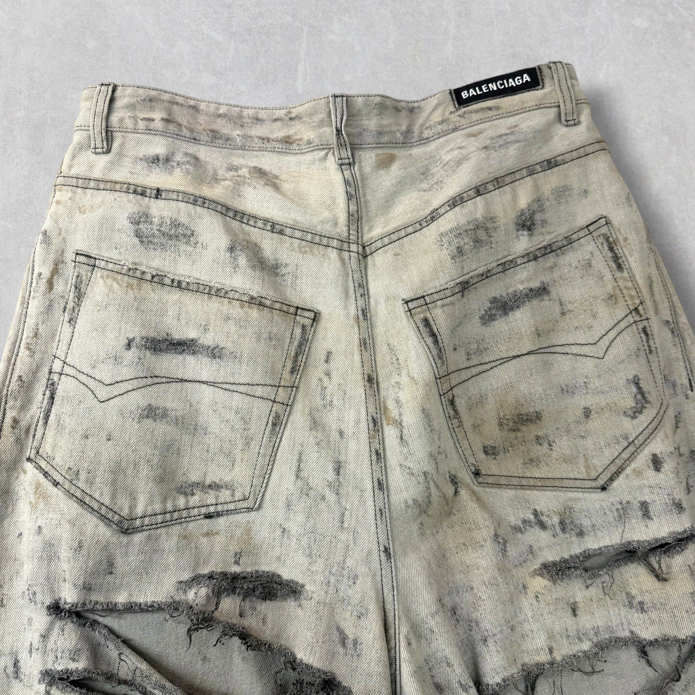 Balenciaga Balenciaga Super Destroyed Baggy Grey Jeans M (34) Size US 34 / EU 50 - 7 Thumbnail