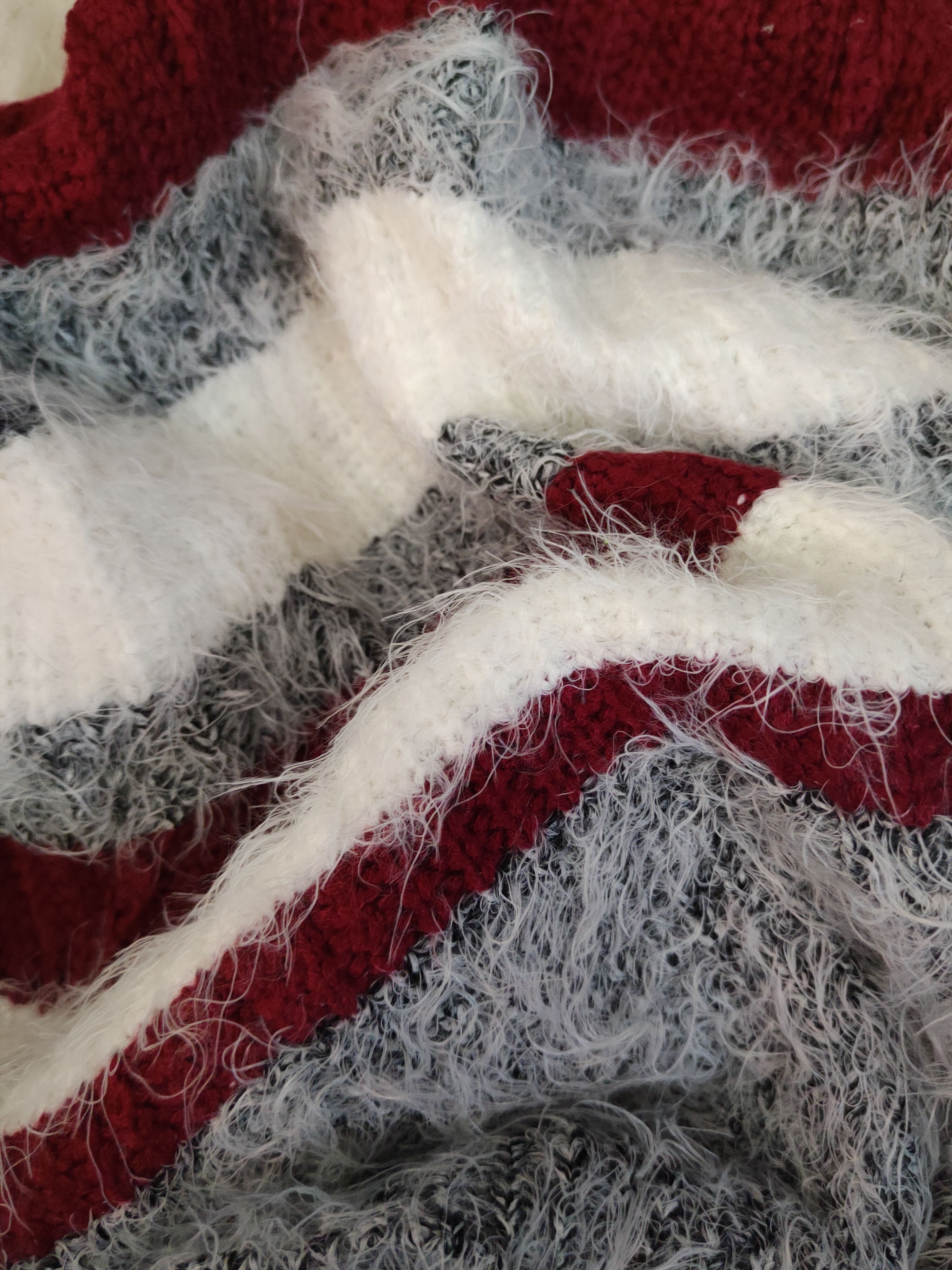 Vintage Ingni Gray Cream Shag Shaggy Fur Mohair Knitwear #S2155 Size S / US 4 / IT 40 - 10 Thumbnail