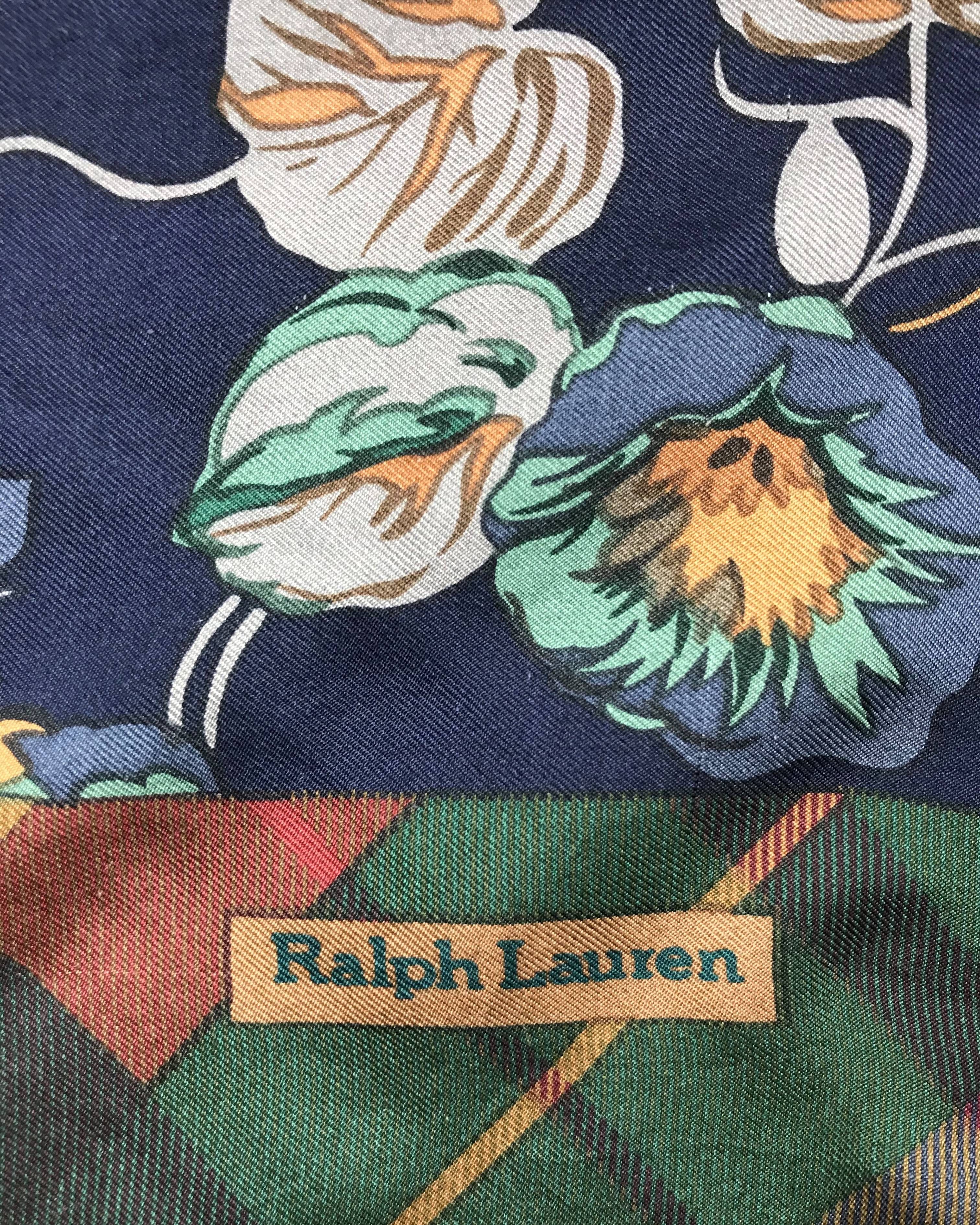 Ralph Lauren RL402 Vintage Ralph Lauren Silk Scarf Shawl Designer Scarf Size ONE SIZE - 9 Thumbnail