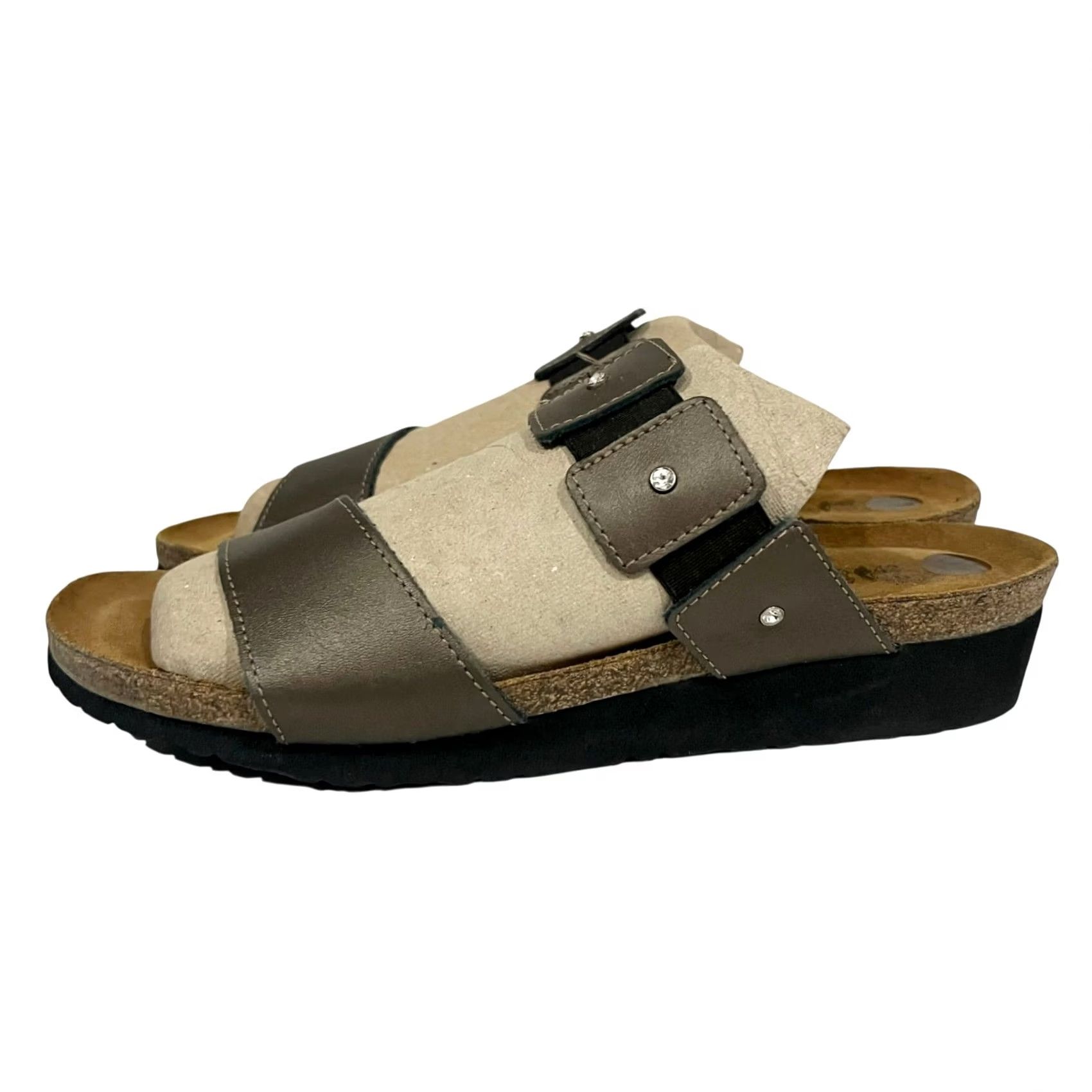 Vintage Naot Ashley Sandal womens EUR 42 US 11 Brown w/ Rhinestones Slide Wedge Cork Womens Shoes VINTAGE? Size US 11 / IT 41 - 3 Thumbnail