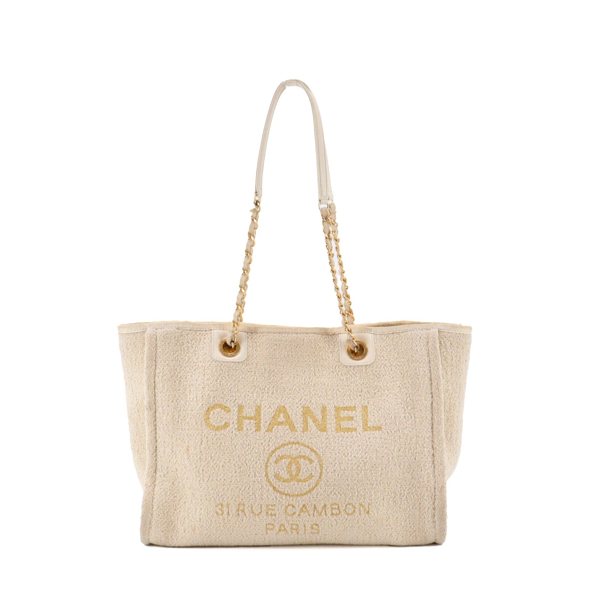 Chanel - Chanel Deauville Tote Bag In Beige Tweed, Women's