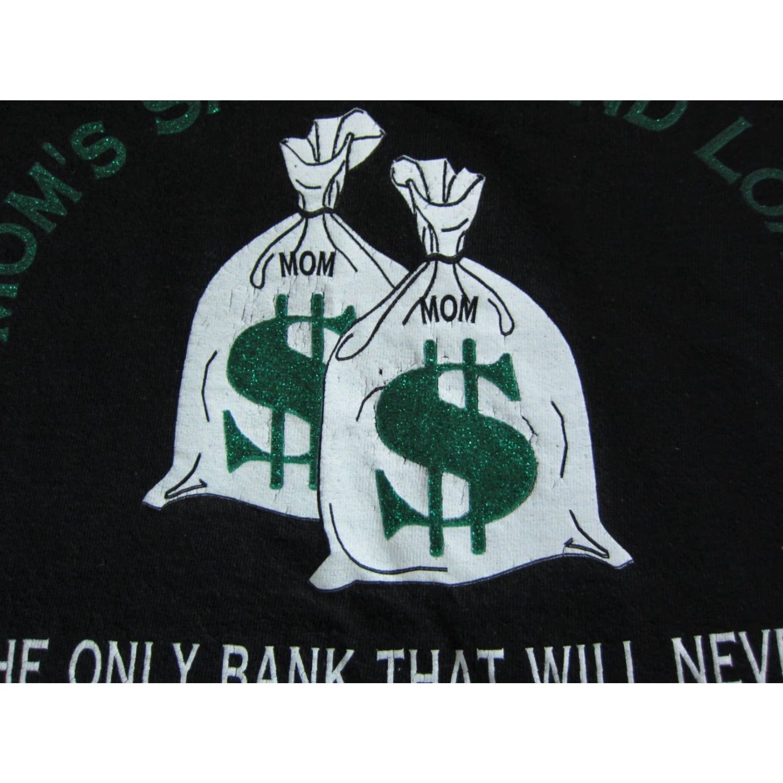 Vintage VINTAGE Mom Shirt Adult Medium Black Bank of Mom Money Bags Casual Tee Mens Shirt M Black 80s Classic School Mens Size US M / EU 48-50 / 2 - 3 Thumbnail