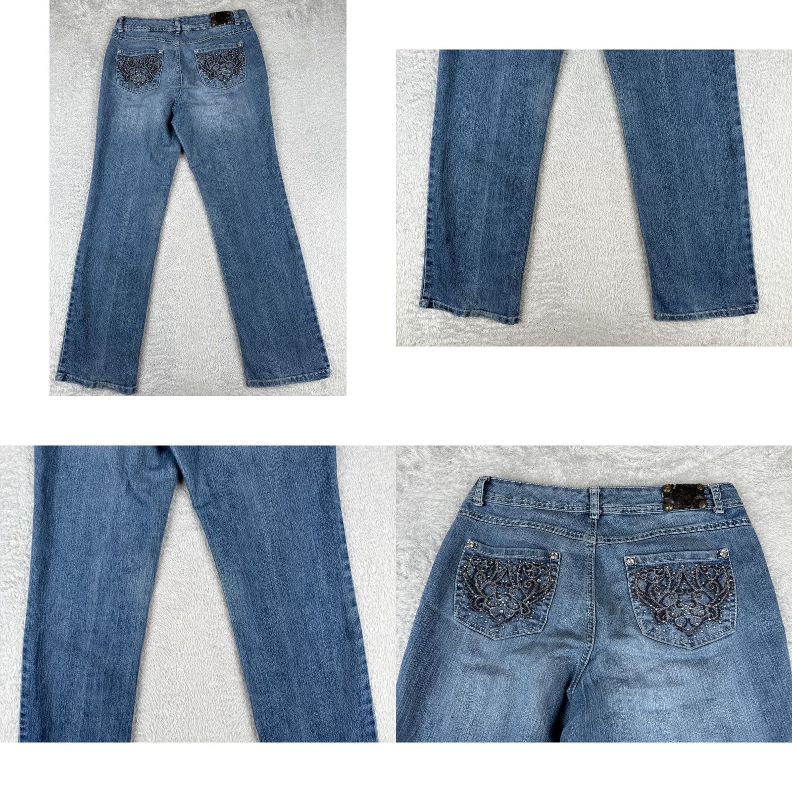 Vintage Style&co Jeans Womens 10 Denim Blue Bootcut 31x31 Regular 5-Pocket Stretch Embroidered Logo Mid Rise Cotton Classic Size 32" / US 10 / IT 46 - 9 Thumbnail