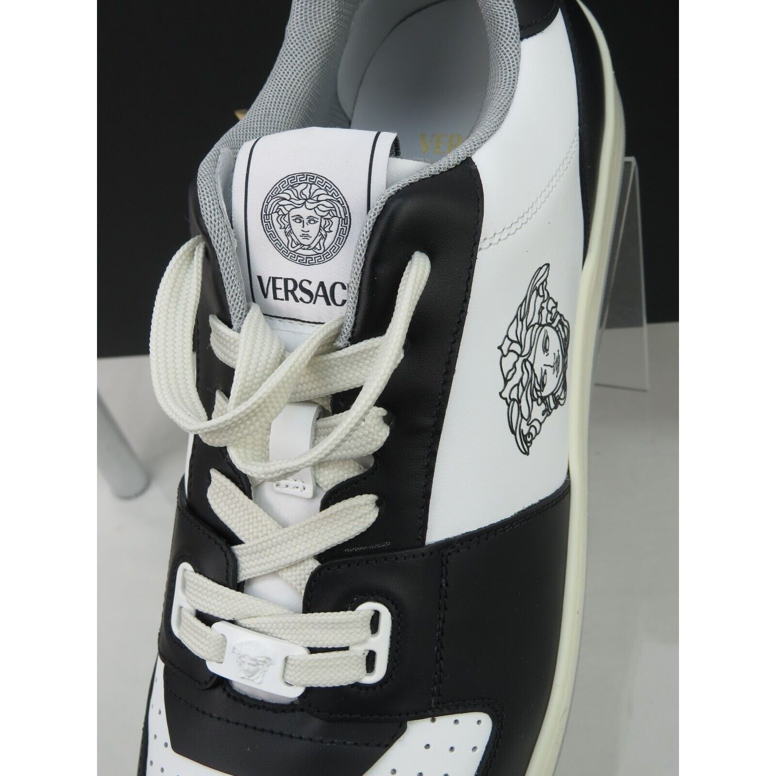 Versace VERSACE BLACK WHITE LEATHER MEDUSA HEAD SNEAKERS US 14 47 IT Size US 14 / EU 47 - 4 Thumbnail