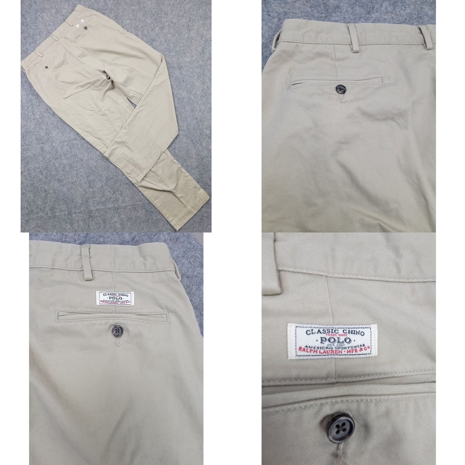 Polo Ralph Lauren Polo Ralph Lauren Classic Chino Pants Mens 36x32 Beige Solid Logo Slim Fit Regular Size US M / EU 48-50 / 2 - 8 Thumbnail
