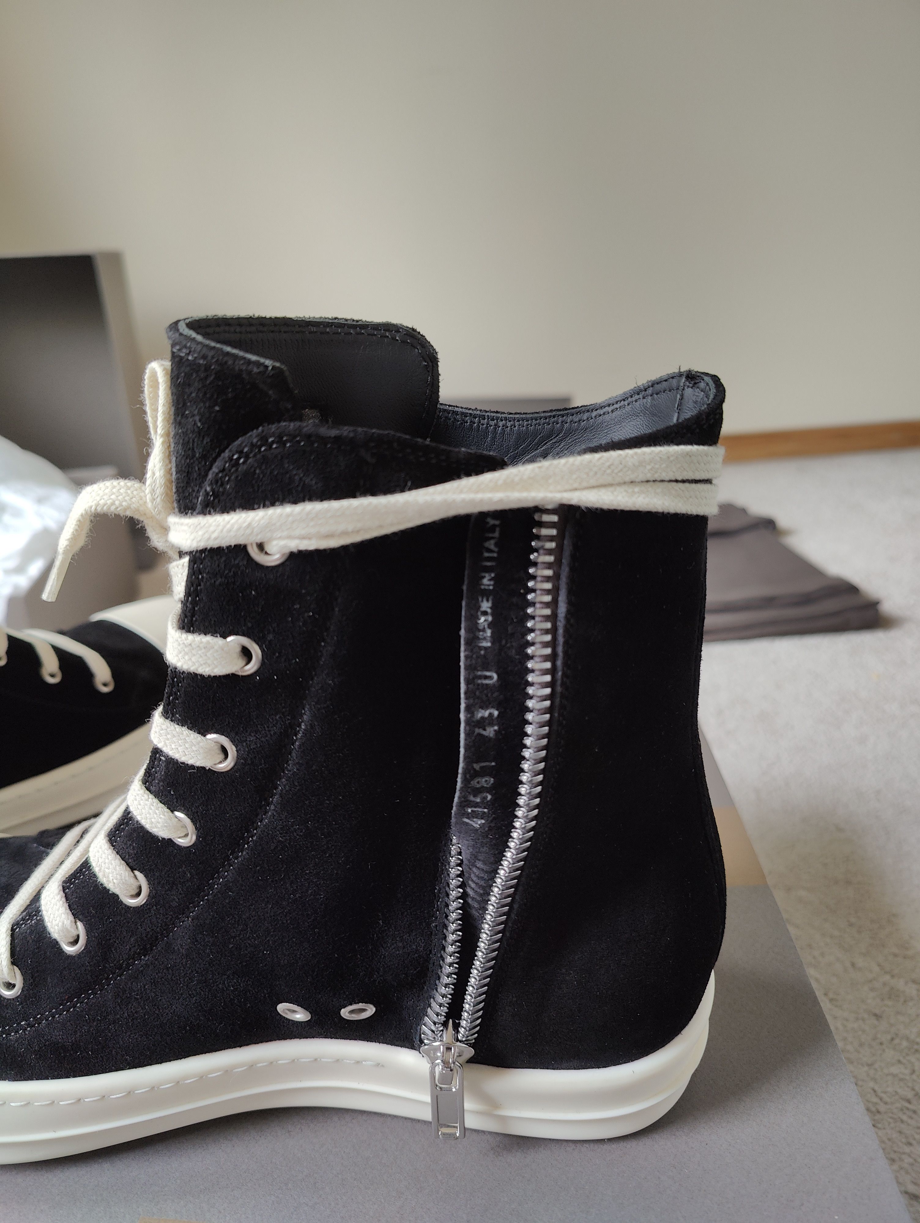 Rick Owens Deep Black Suede Ramones Size US 10 / EU 43 - 4 Thumbnail