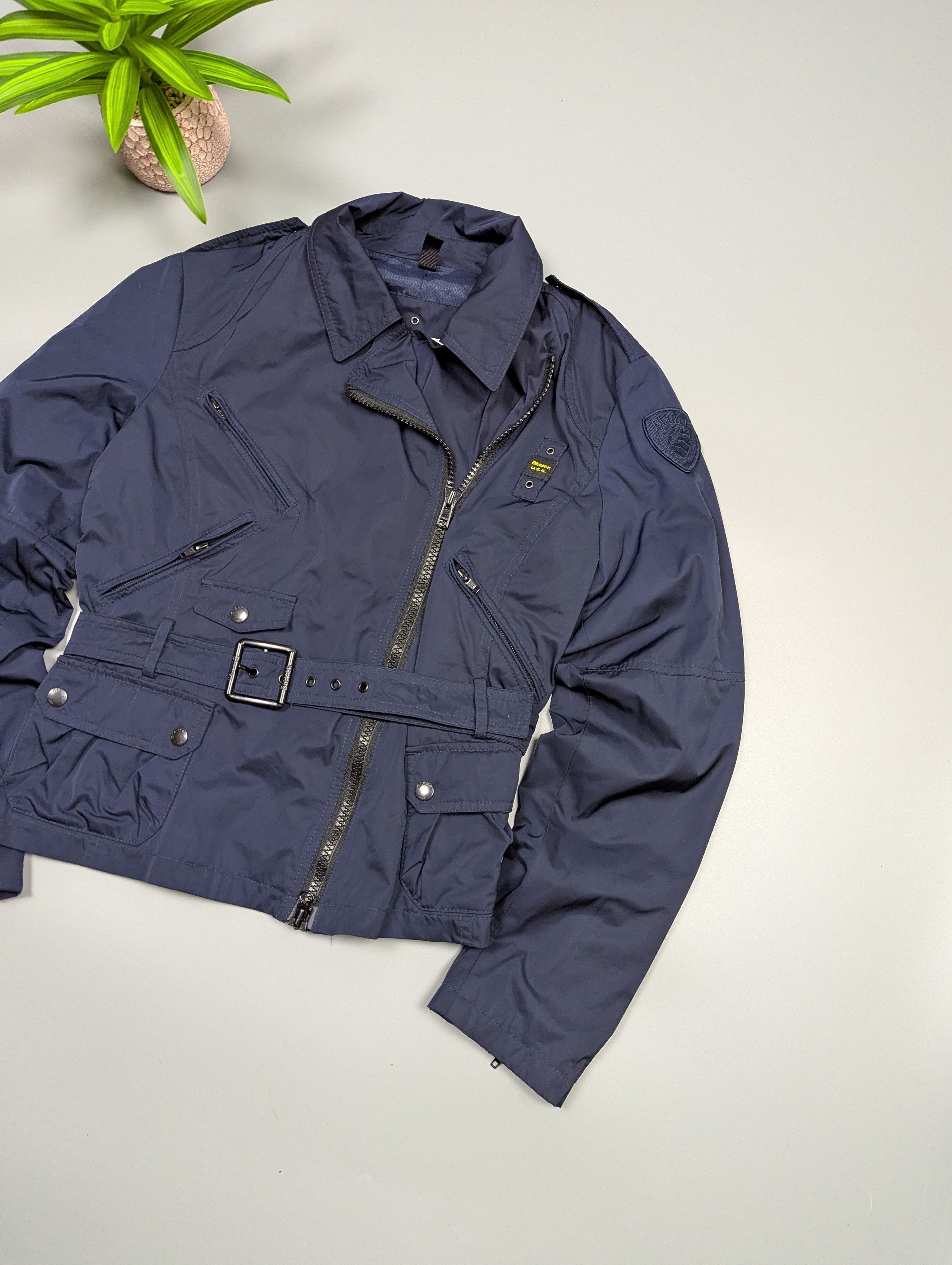 Vintage BLAUER USA Vintage Women Navy Blue Lightweight Belted Jacket Size M / US 6-8 / IT 42-44 - 2 Thumbnail