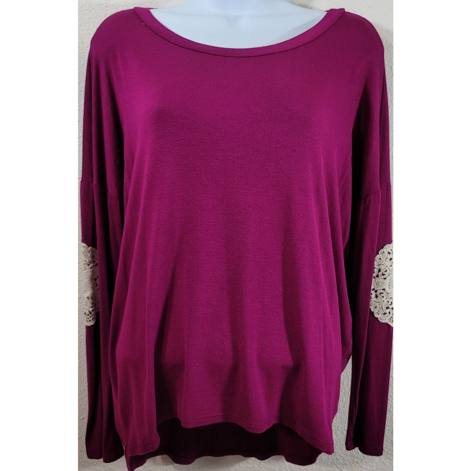 Other Alya Purple Hi Low Lace Patches On Elbows Top Medium Size M / US 6-8 / IT 42-44 - 1 Thumbnail