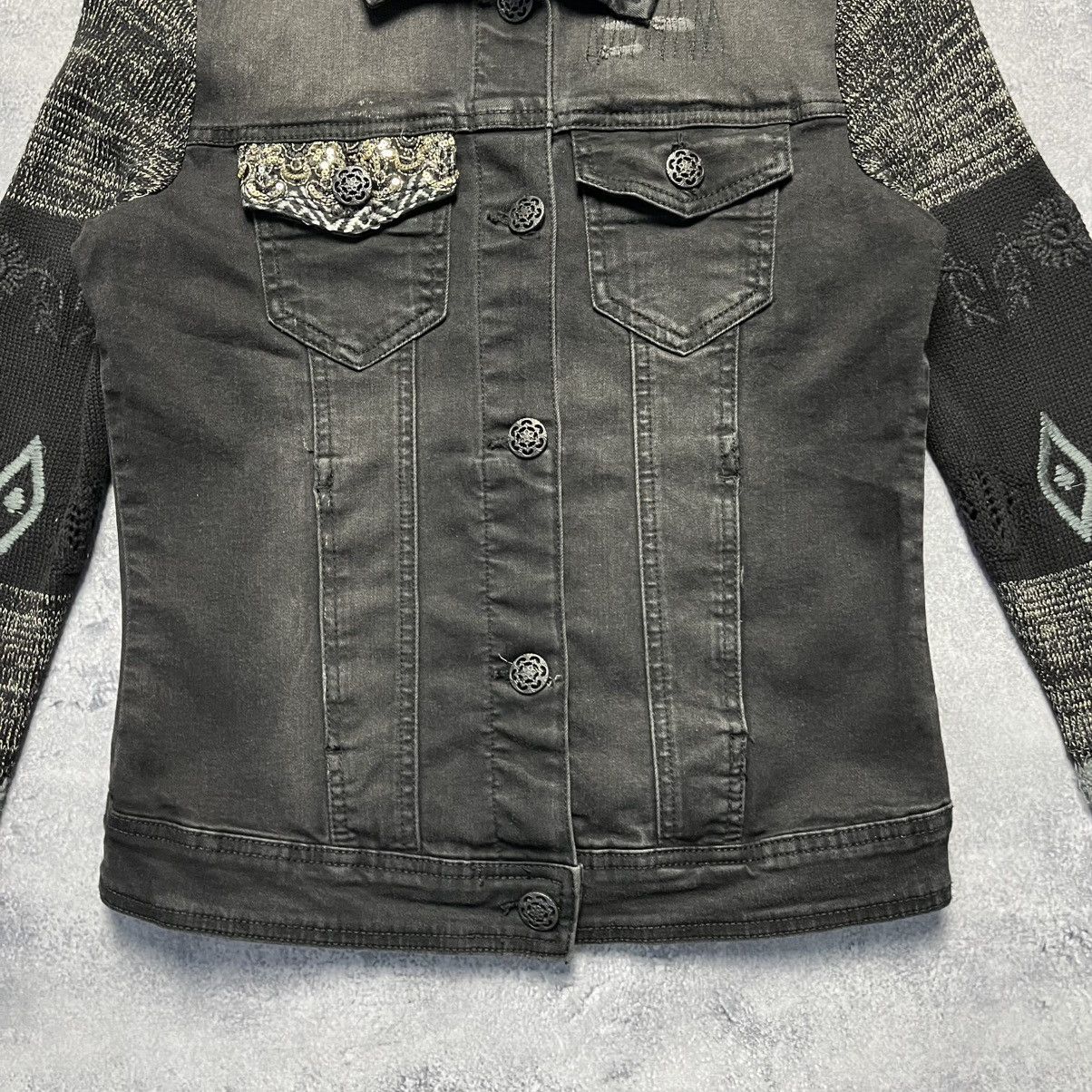 Desigual × Vintage Vintage Desigual Denim Jacket Knitted Sleeve Y2K Streetwear Size XS / US 0-2 / IT 36-38 - 3 Thumbnail