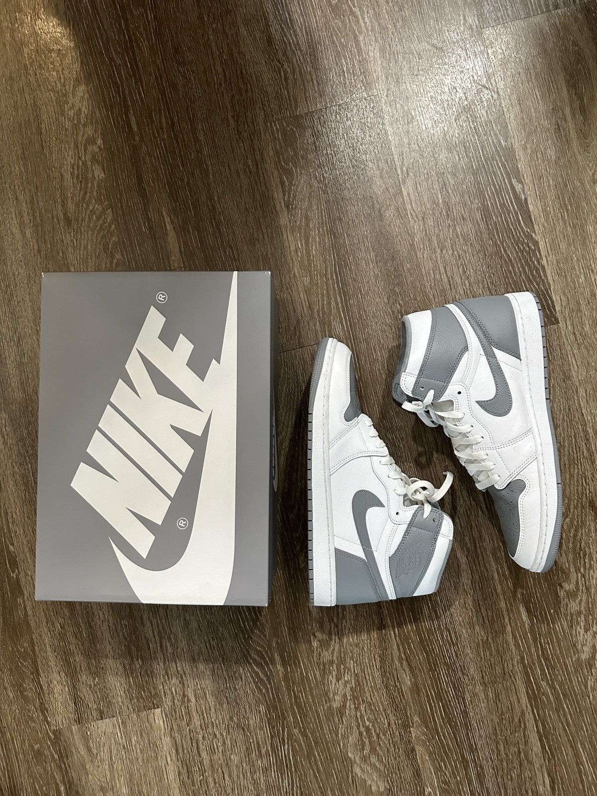 image of Air Jordan 1 Retro High Stealth Shoes in White, Men's (Size 13)