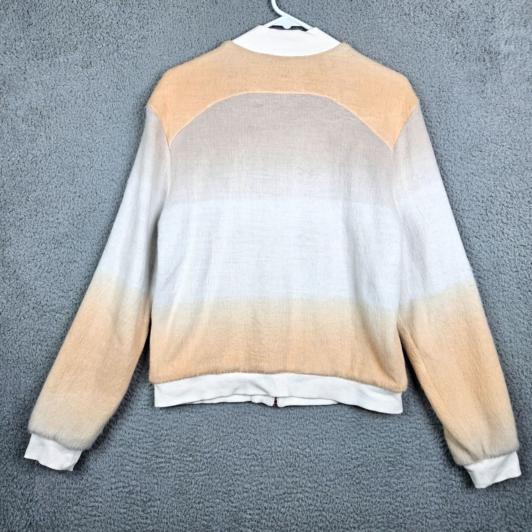 Anthropologie Anthropologie Paper Crown Bomber Jacket Women’s Orange Ivory L Zipper Logo Button Lightweight Faux Fur Size L / US 10 / IT 46 - 2 Thumbnail