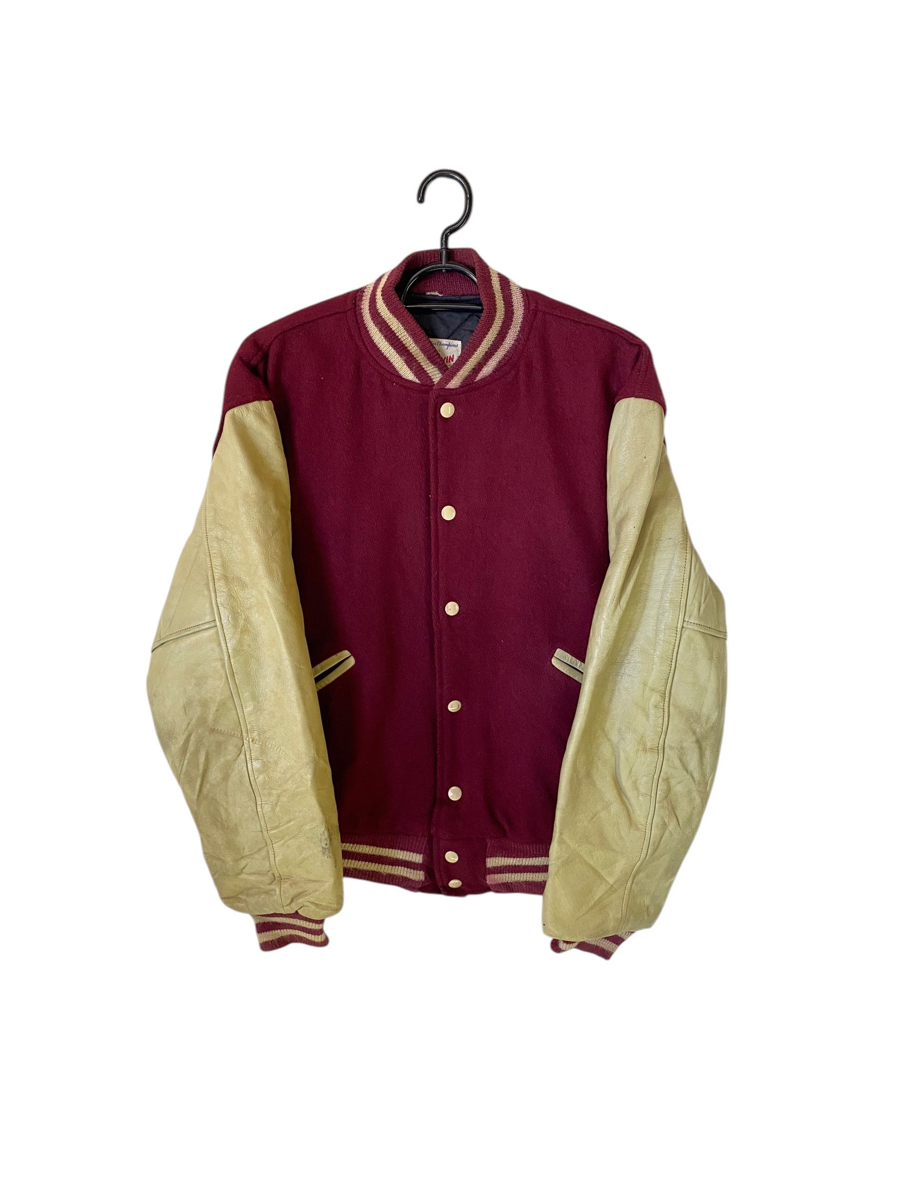 Vintage 60s 70s Butwin leather varsity jacket Size US M / EU 48-50 / 2 - 1 Thumbnail
