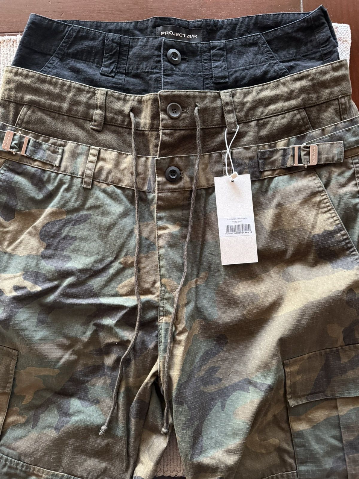 PROJECT G/R PROJECT G/R 3 LAYERD CARGO CAMO PANTS Size US 33 - 7 Thumbnail