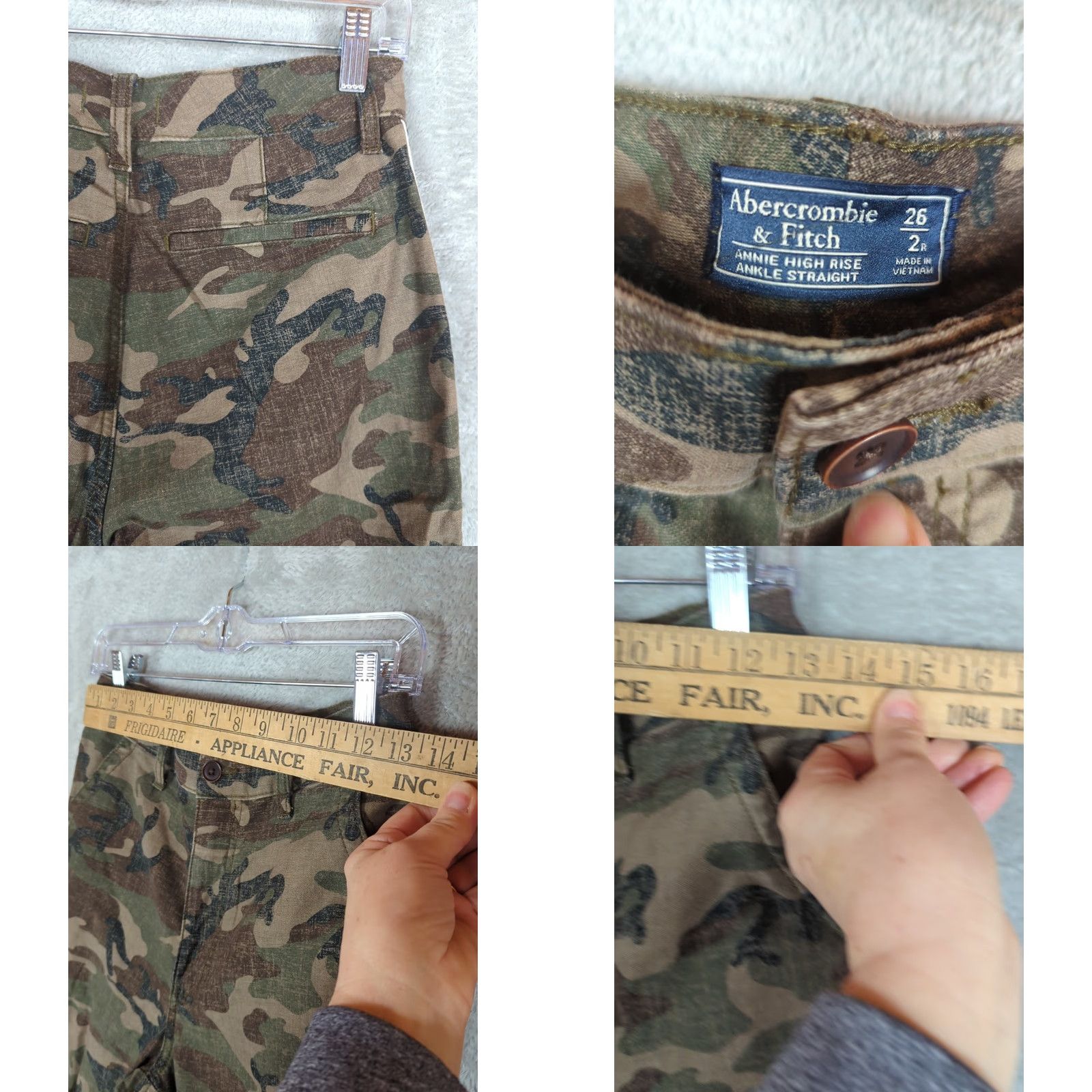 Abercrombie & Fitch Abercrombie & Fitch Annie High Rise Ankle Straight Camo Pants 26/2R Womens Regular Size 2 Green Camouflage Casual All Seasons Size 26" / US 2 / IT 38 - 8 Thumbnail