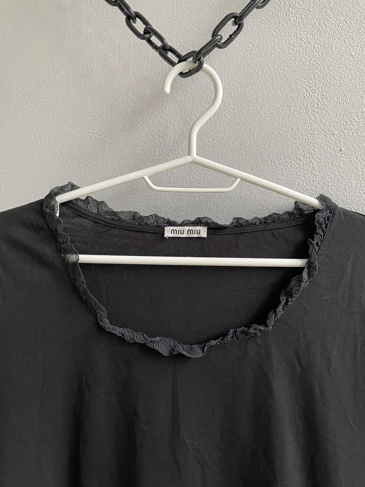 Miu Miu Miu Miu Silk & Cotton Blouse Top Black Pullover Long Sleeve Size XL / US 12-14 / IT 48-50 - 3 Thumbnail