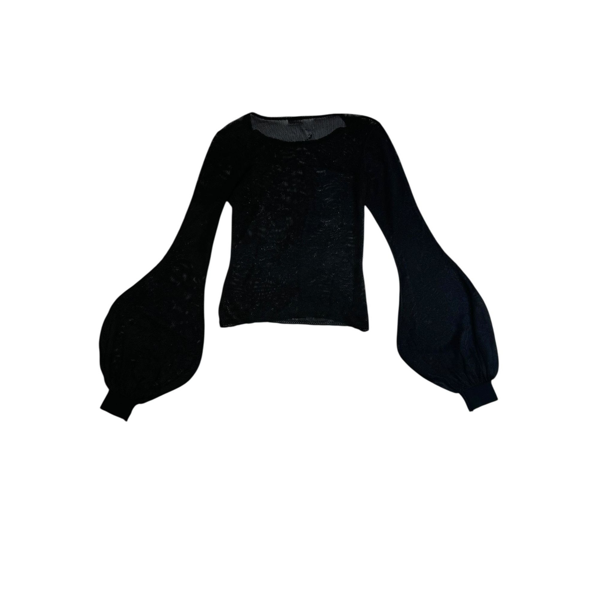 Chanel S/S 2005 Black Floral Lace Balloon-Sleeve Top Size M / US 6-8 / IT 42-44 - 4 Thumbnail