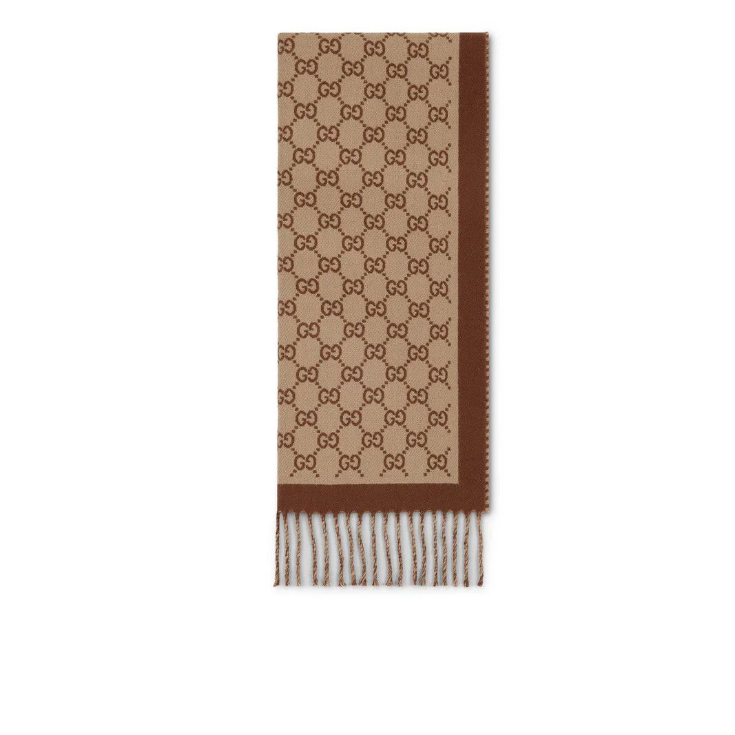 Gucci GUCCI Beige/Brown GG Wool Scarf New & Authentic Size ONE SIZE - 1 Thumbnail