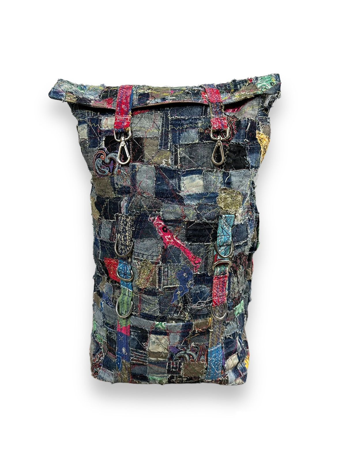 Other Custom Made Denim Paisley Patchwork Roll Top Backpack Size ONE SIZE - 2 Thumbnail