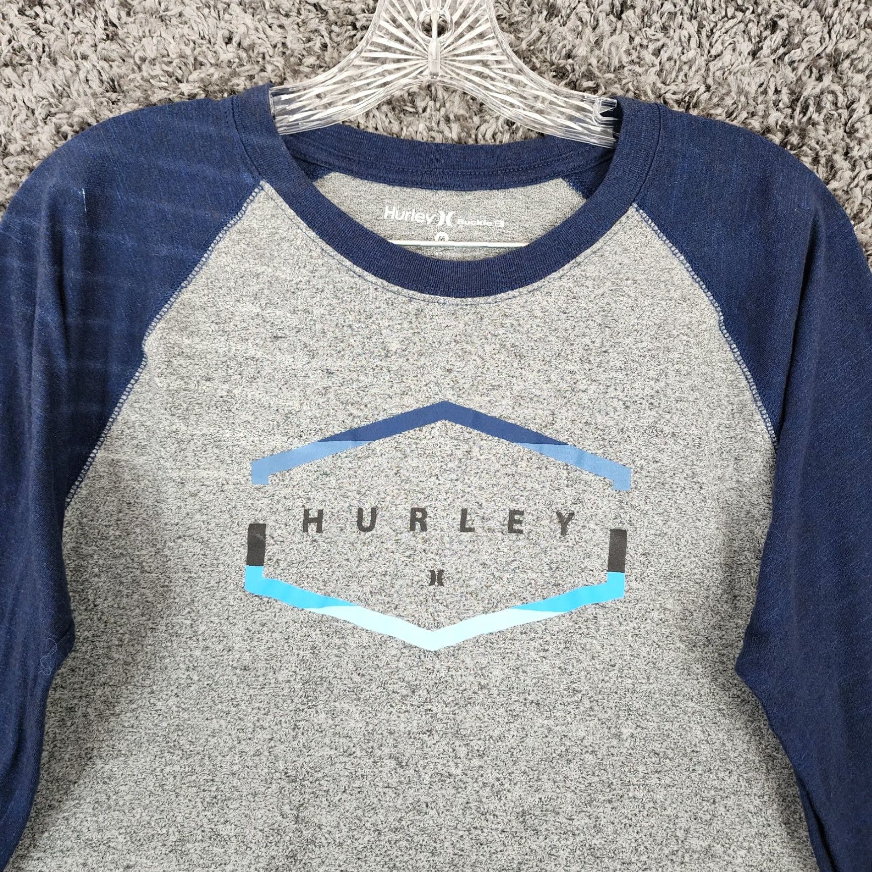 Hurley HURLEY Buckle Long Sleeve T-Shirt Mens Gray Blue Size M Size US M / EU 48-50 / 2 - 3 Thumbnail