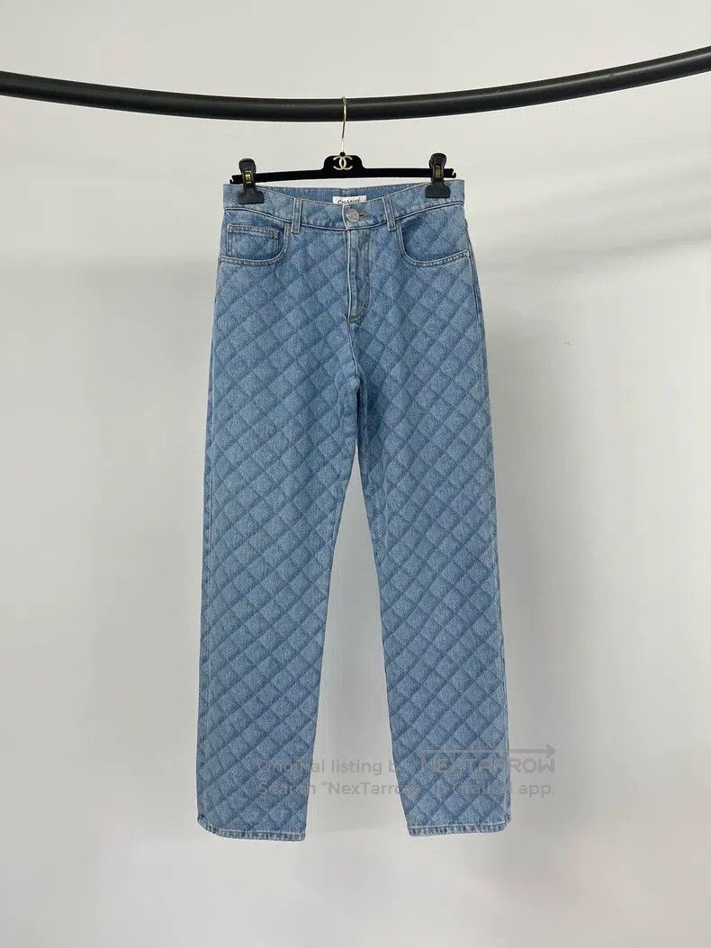 Chanel Chanel Blue diamond checkered straight jeans Size 25" / US 0 / IT 36 - 1 Thumbnail
