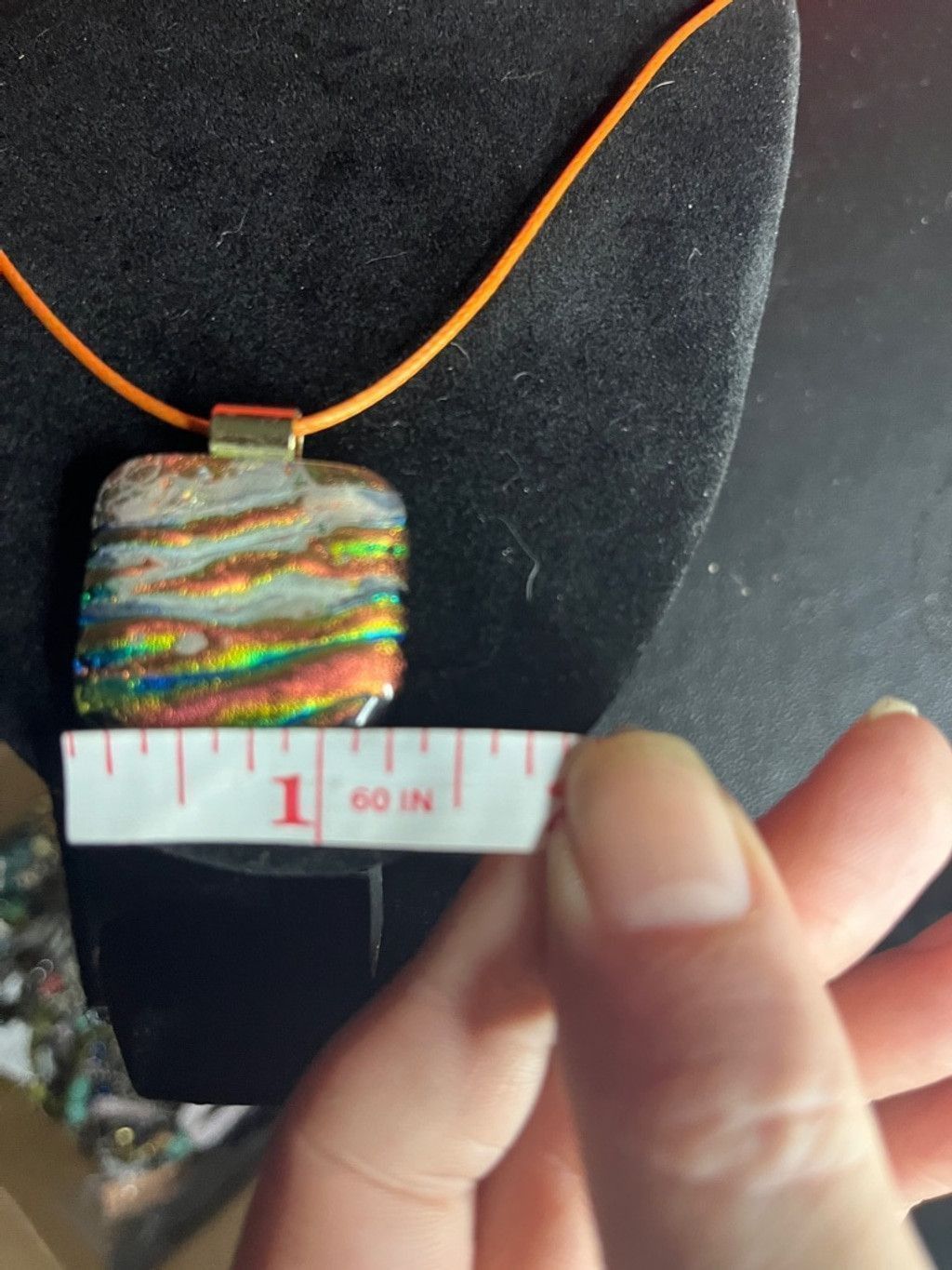 Other Handmade Dichroic Glass Pendant Necklace Iridescent Rainbow Size ONE SIZE - 7 Thumbnail