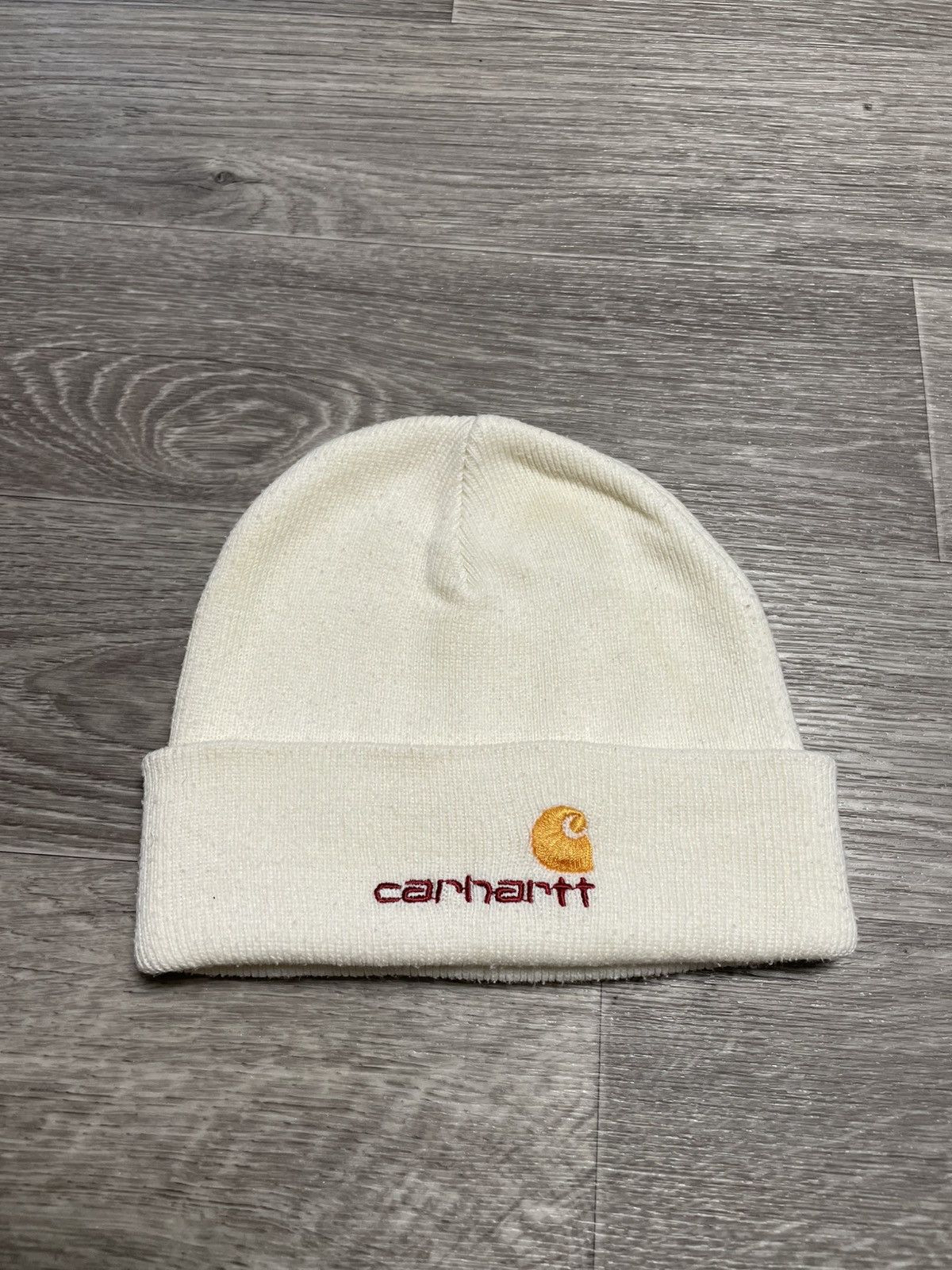 Carhartt Vintage Carhartt White American Script Beanie Hat Y2K Size ONE SIZE - 1 Thumbnail