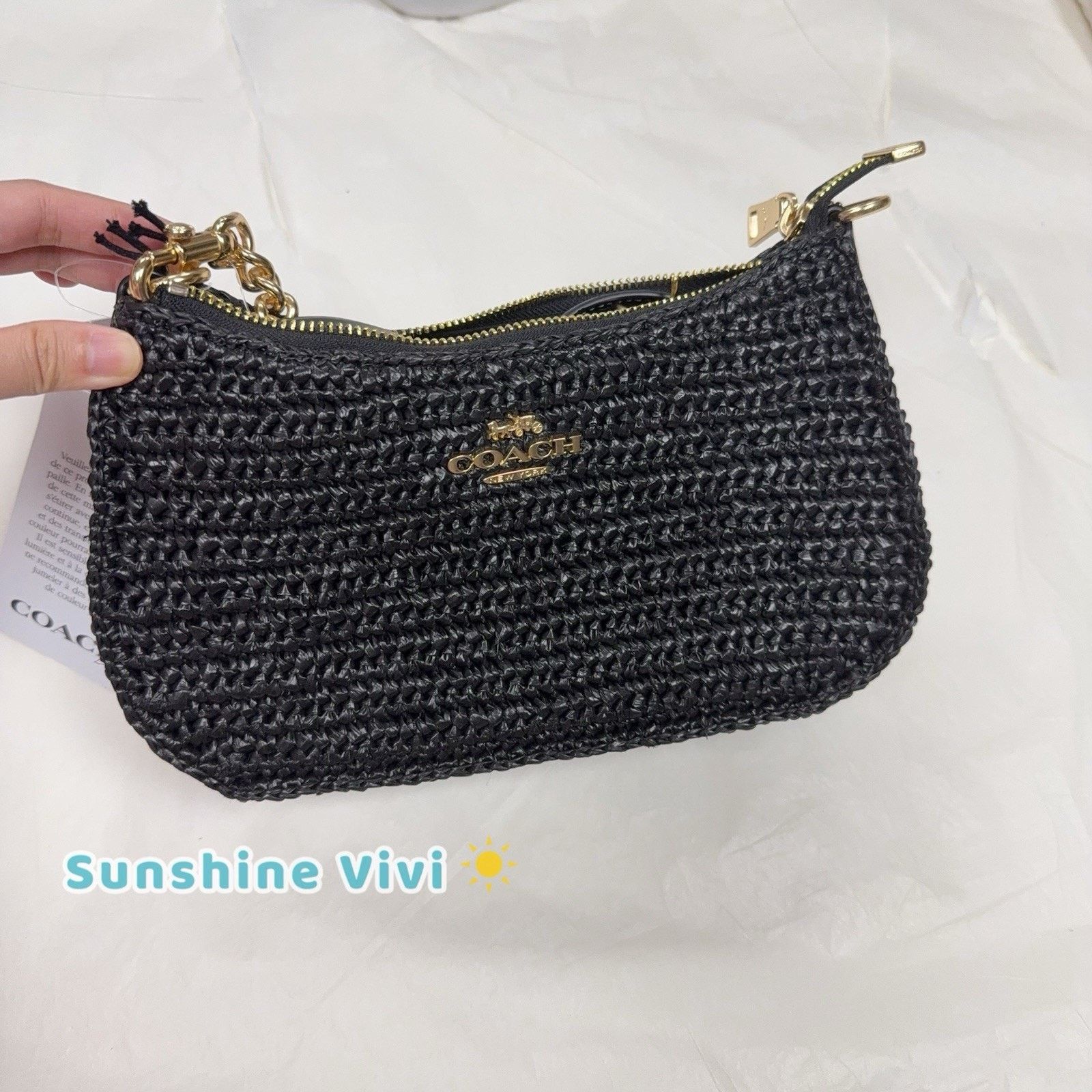 Coach NWT Coach Teri Shoulder Bag Crossbody CBI17 Straw Gold/Black Size ONE SIZE - 6 Thumbnail