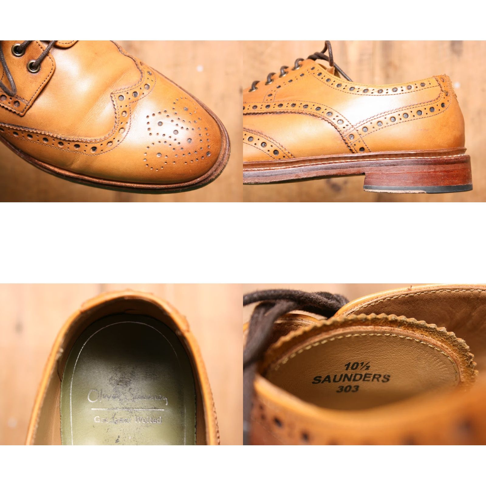 Oliver Sweeney VINTAGE Oliver Sweeney Saunders Derby Shoes Tan Leather Wingtip Goodyear Welted Mens 10.5 US 11.5 Size US 11 / EU 44 - 8 Thumbnail