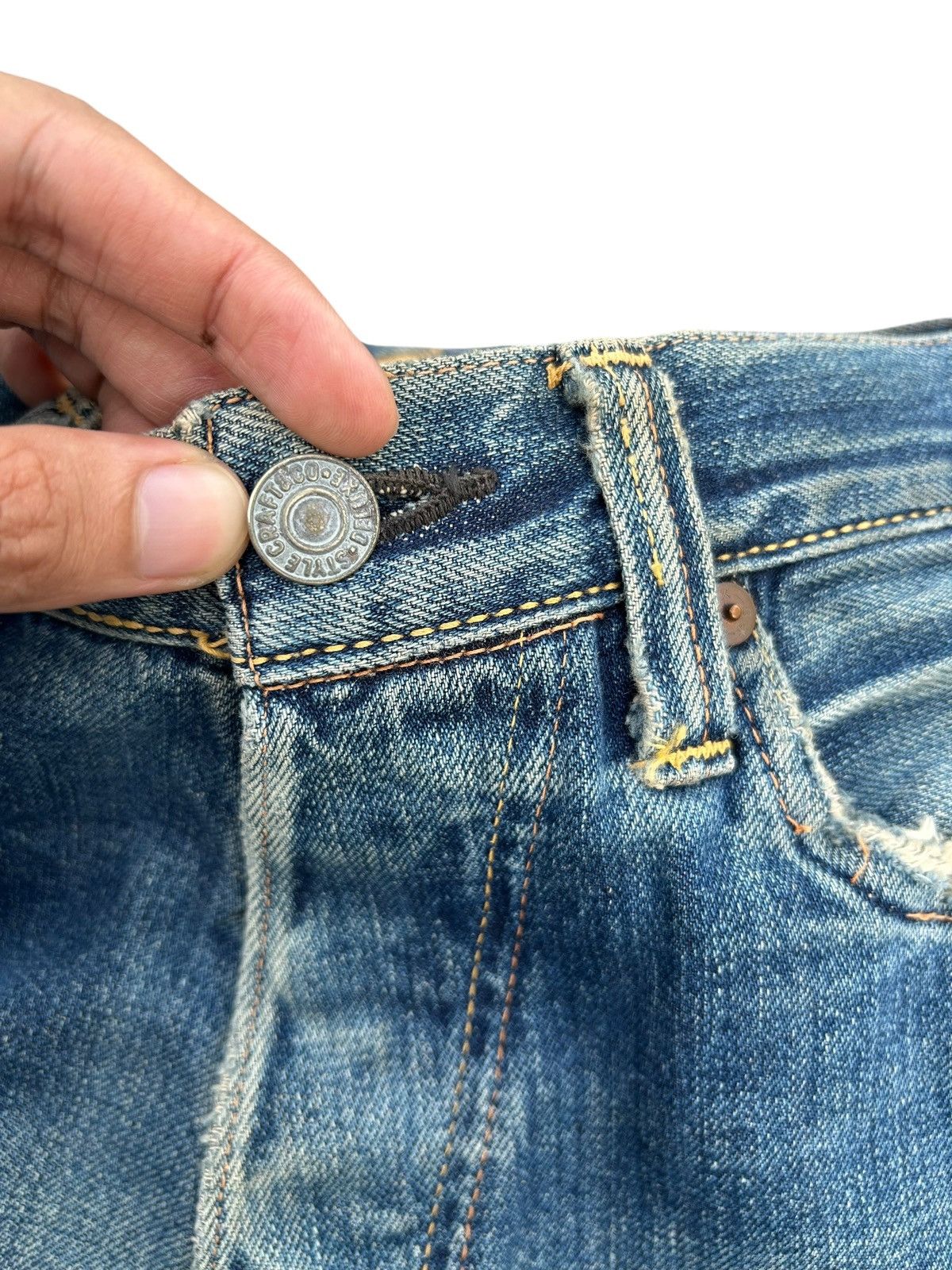 Kapital Thrashed Vintage Evisu Selvedge Denim Jeans Size US 28 / EU 44 - 6 Thumbnail