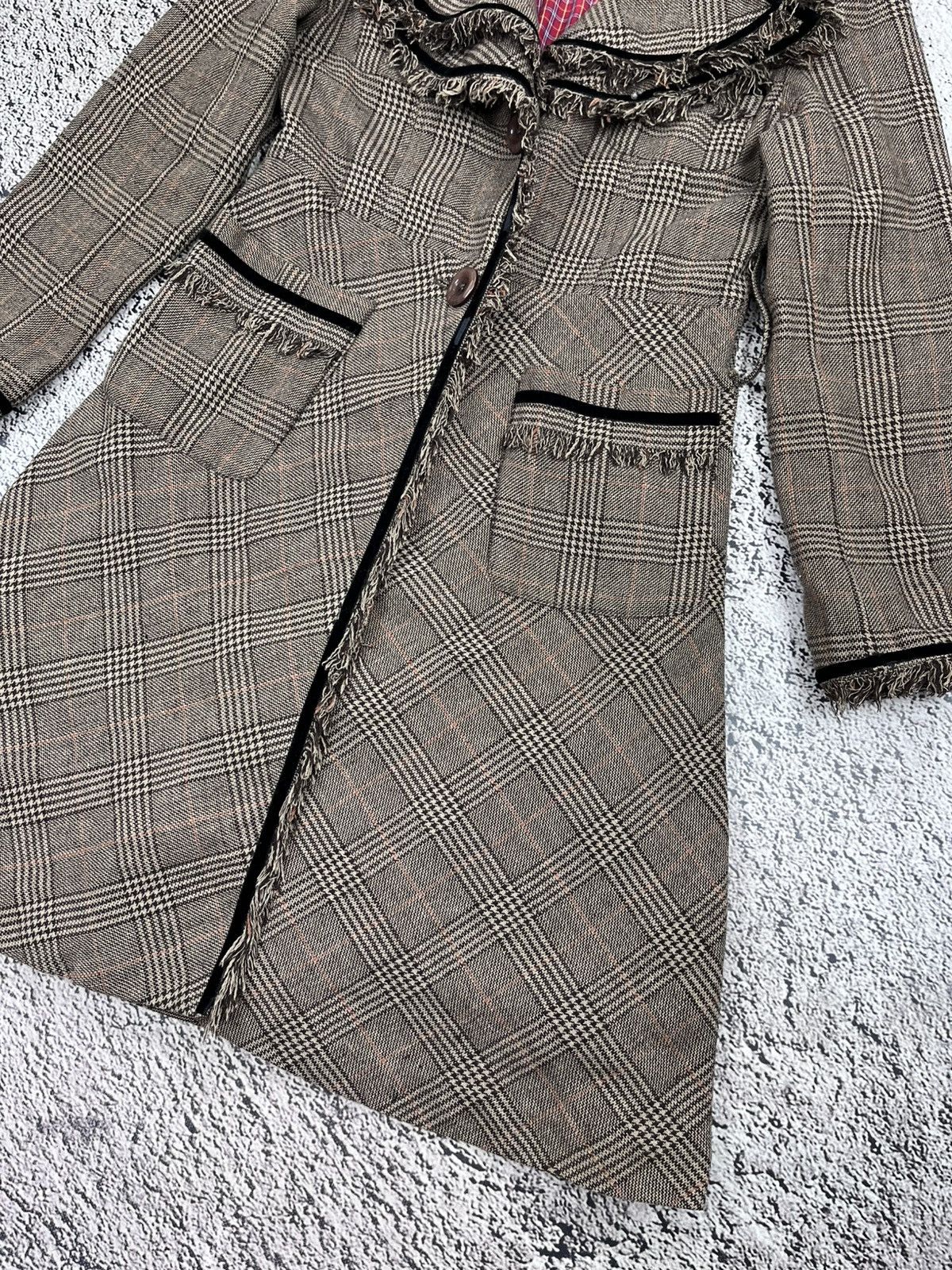 Kenzo Vintage Kenzo Plaid Coat Frayed Trim Wool Blend Womens 38 Size XS / US 0-2 / IT 36-38 - 3 Thumbnail
