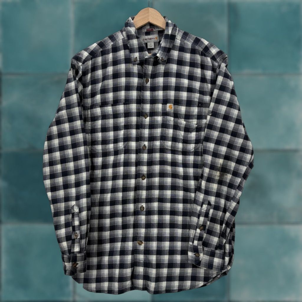 Carhartt Carhartt Flannel Shirt Mens M Blue Plaid Relaxed Fit Button Front Workwear Shirt Size US M / EU 48-50 / 2 - 1 Thumbnail