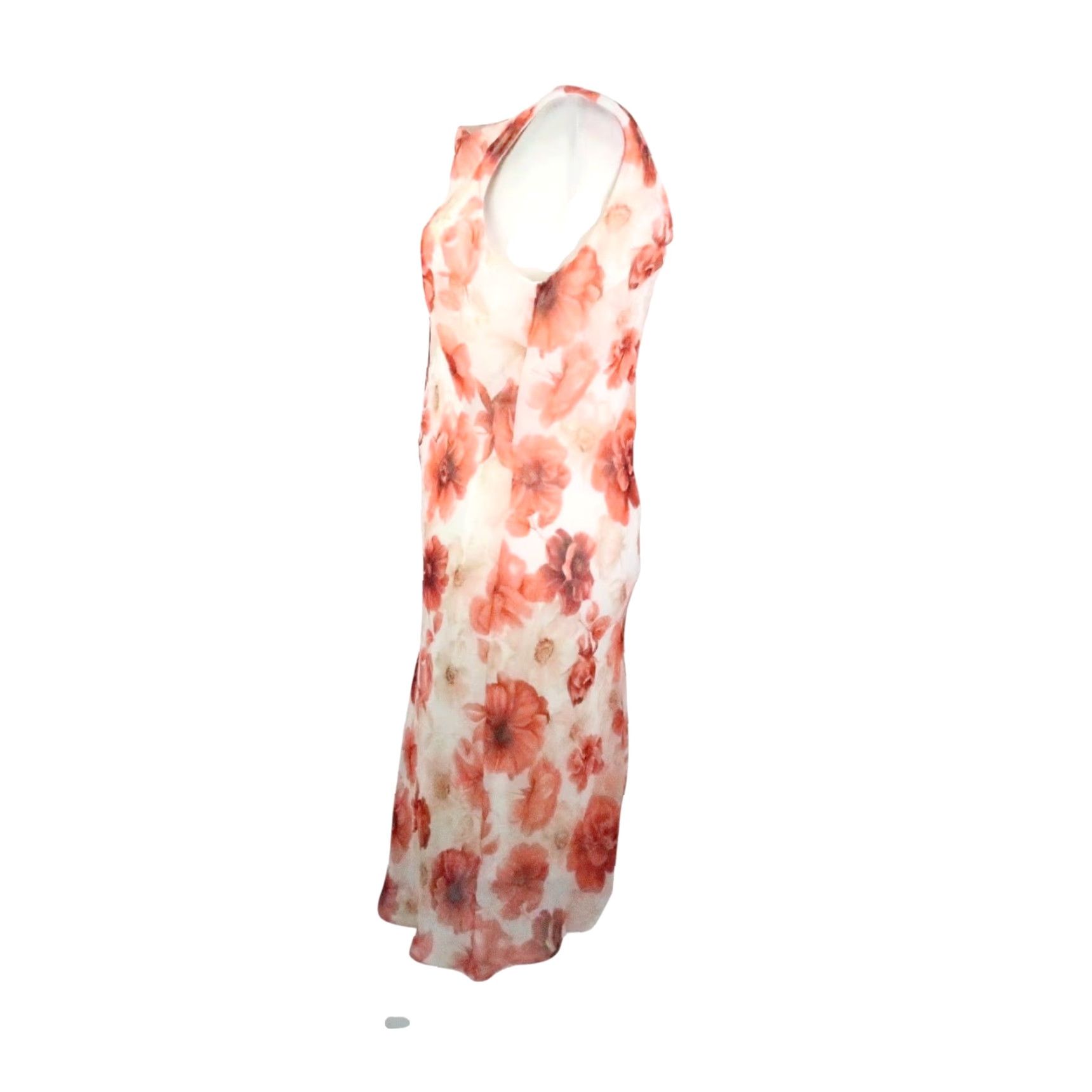 Vintage VINTAGE 90s Faith Love Passion Dress Midi Floral Cowl Neck Sleeveless Women's 10 Cream Orange Party/Cocktail Spring Summer Size L / US 10 / IT 46 - 3 Thumbnail