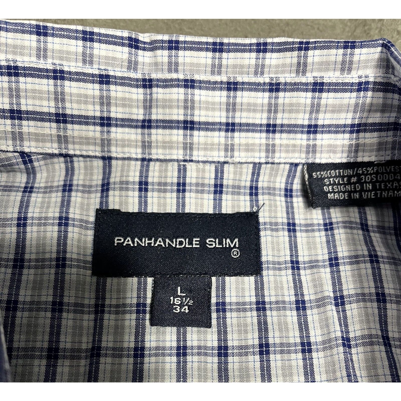 Vintage Panhandle Slim Men Pearl Snap Shirt Size L Large Blue Checked Shirt Size US L / EU 52-54 / 3 - 3 Thumbnail