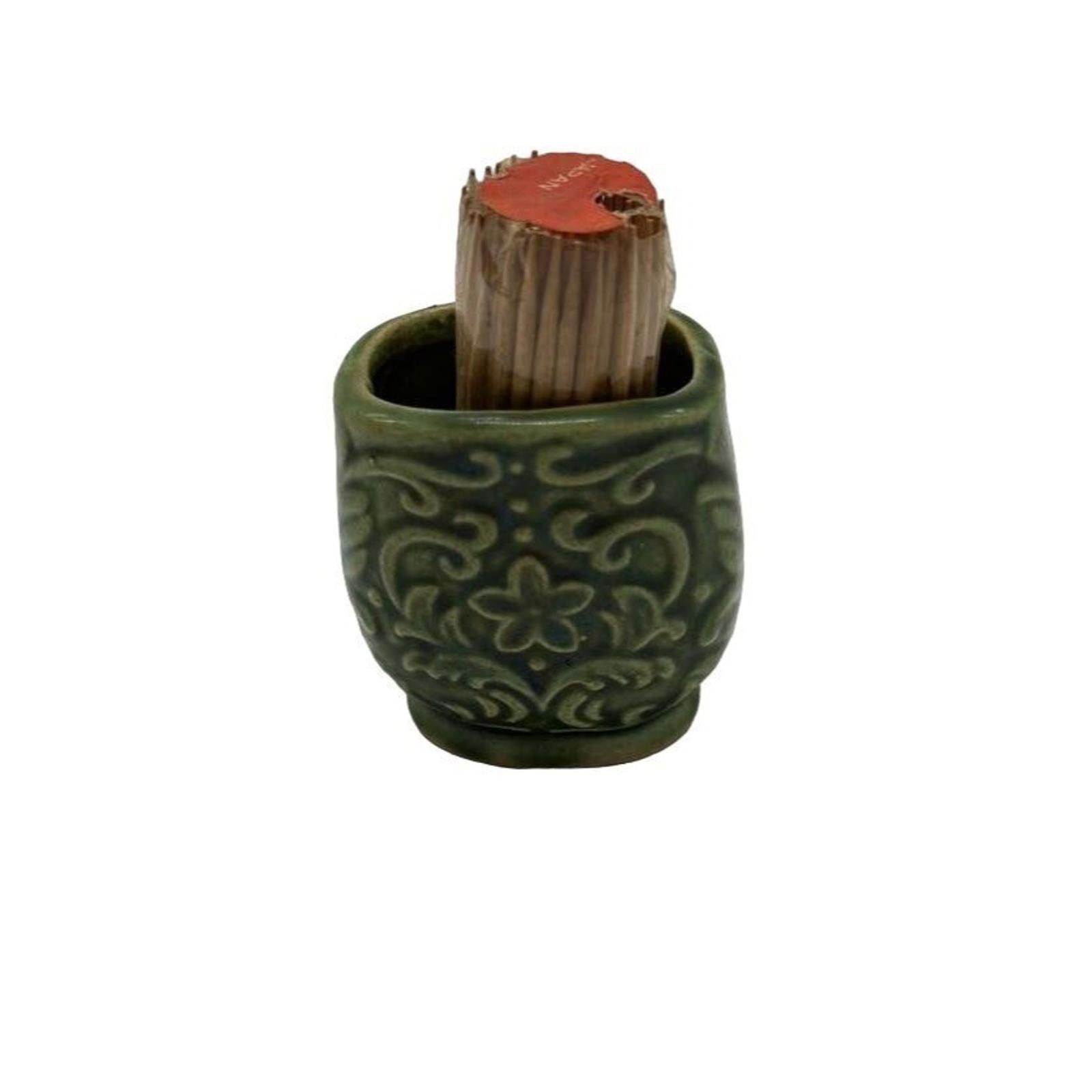 Unknown London Vintage Painted Porcelain Green Floral Toothpick Holder Size ONE SIZE - 1 Thumbnail