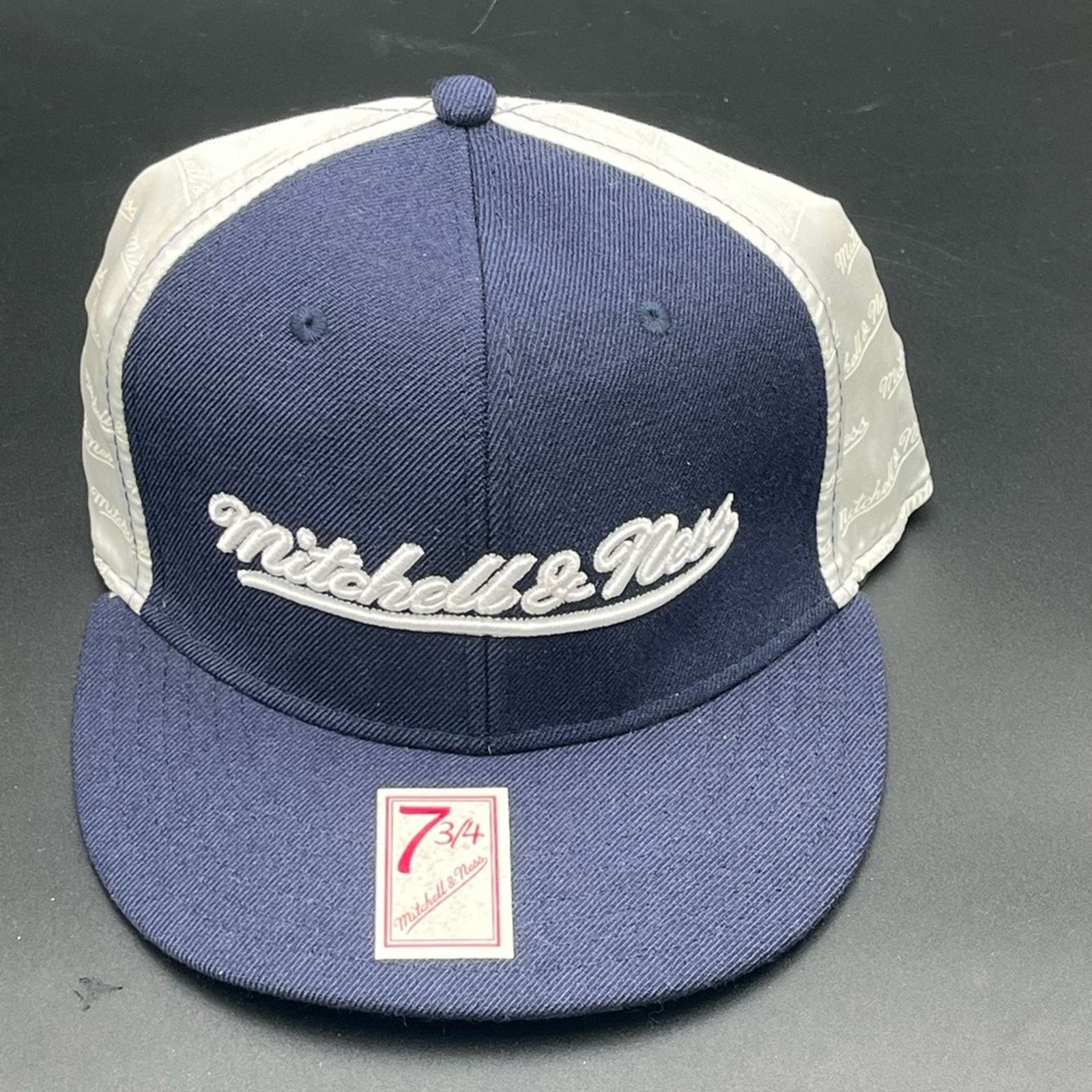 Mitchell & Ness Mitchell & Ness Navy Blue and White Fitted Hat 7 3/8 Size ONE SIZE - 1 Thumbnail