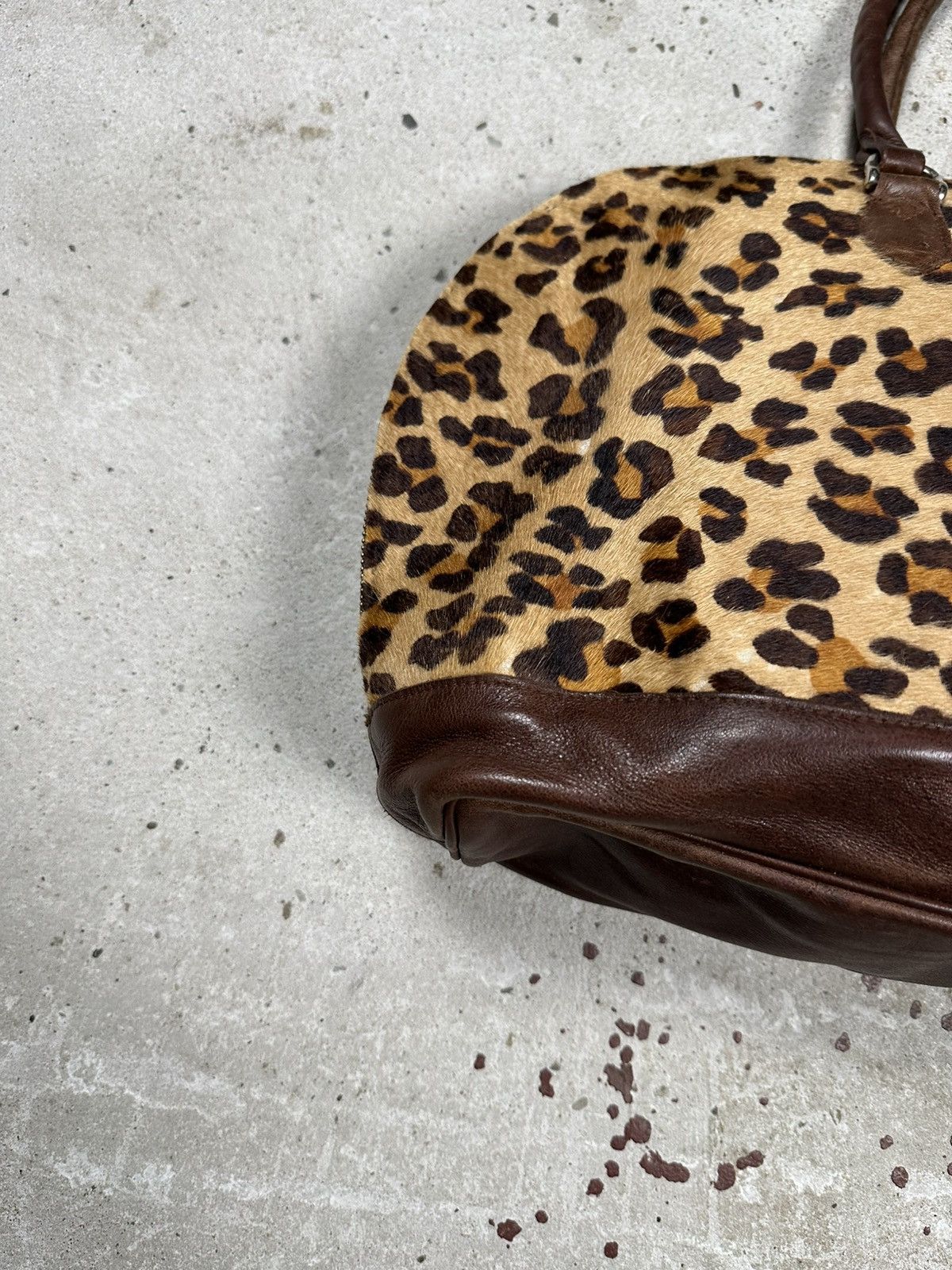 Japanese Brand Vintage 90s Leopard Print Fur & Leather Hand Bag Size ONE SIZE - 3 Thumbnail