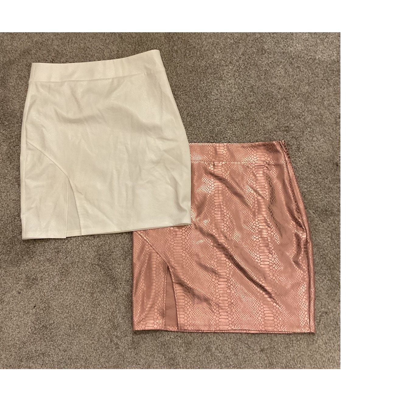 Bebe Bebe Snakeskin Mini Skirt Bundle (2) Pink Metallic&White, 6 Size 28" / US 6 / IT 42 - 1 Thumbnail