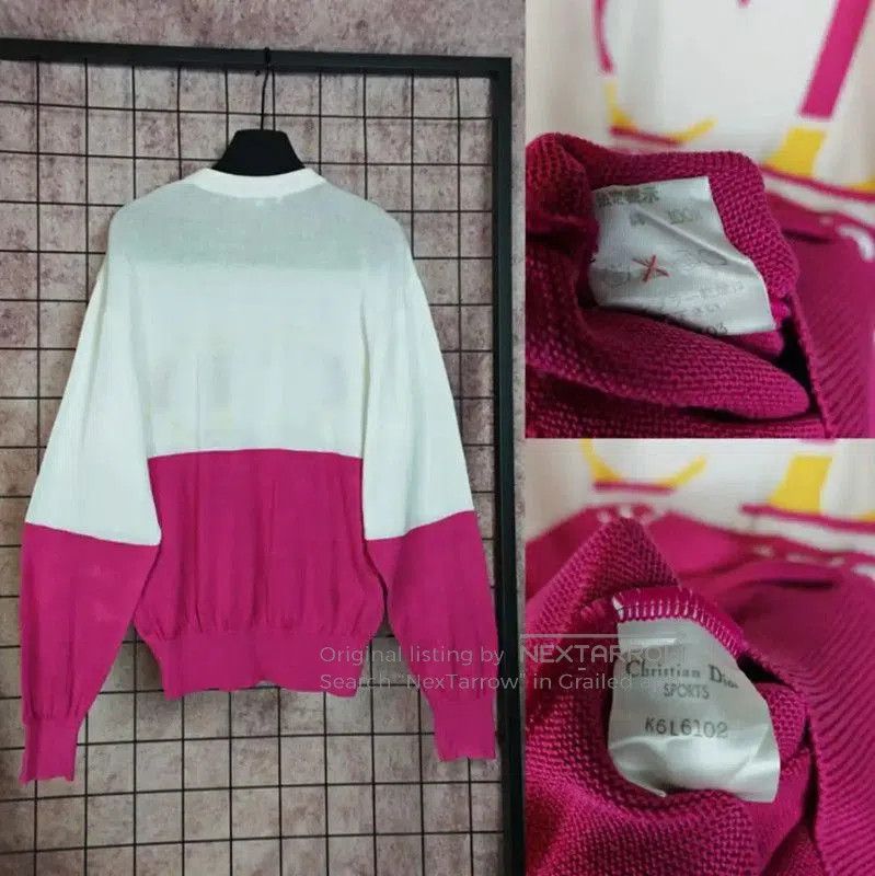 Dior Dior White and Pink Logo Long Sleeve Top . Size L / US 10 / IT 46 - 2 Thumbnail