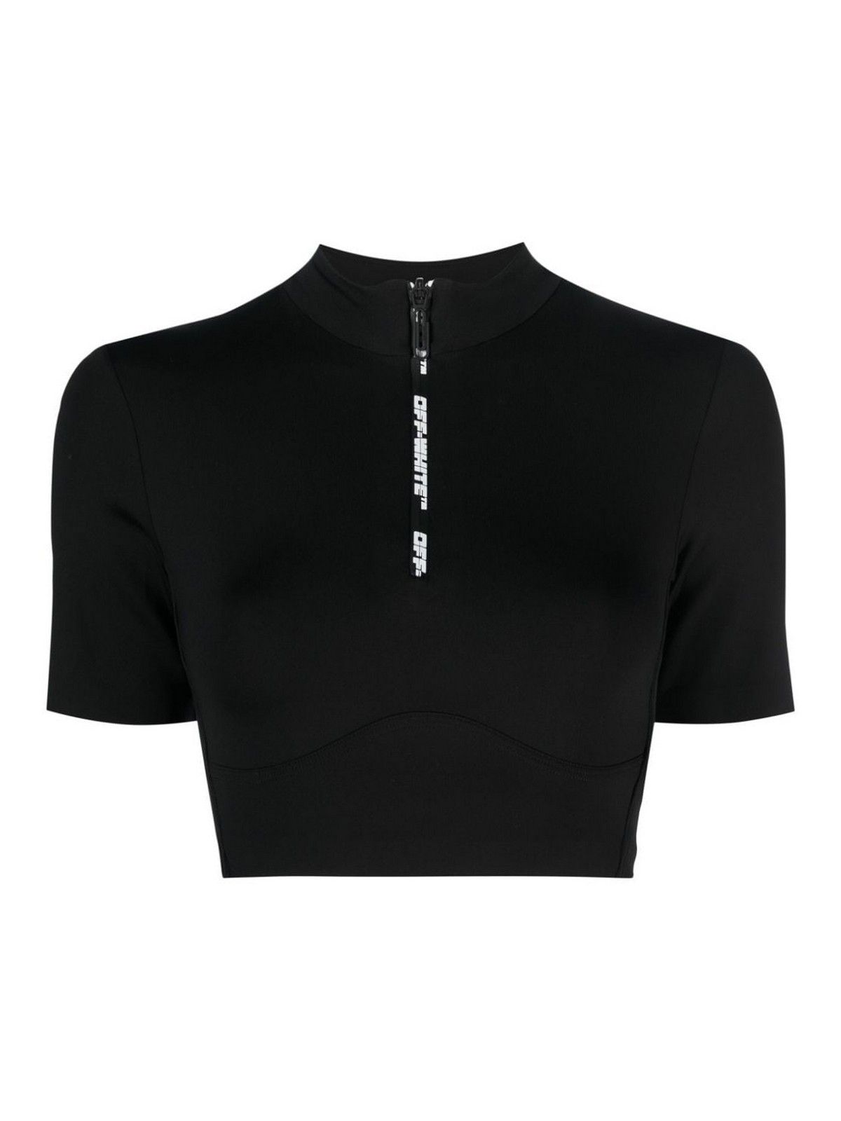 Off-White o1gr1nt0325 Zip Logo Crop T-Shirt in Black Size M / US 6-8 / IT 42-44 - 1 Thumbnail