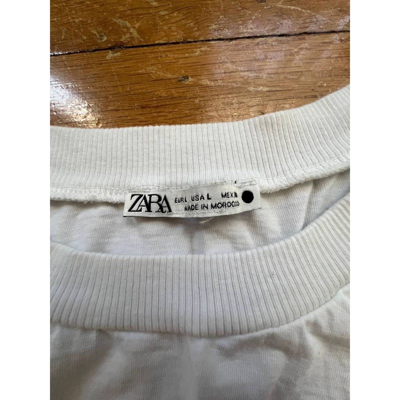 Zara ZARA Women Short Sleeve T Shirt Blend Top Whi Size L A000873 Size L / US 10 / IT 46 - 5 Thumbnail