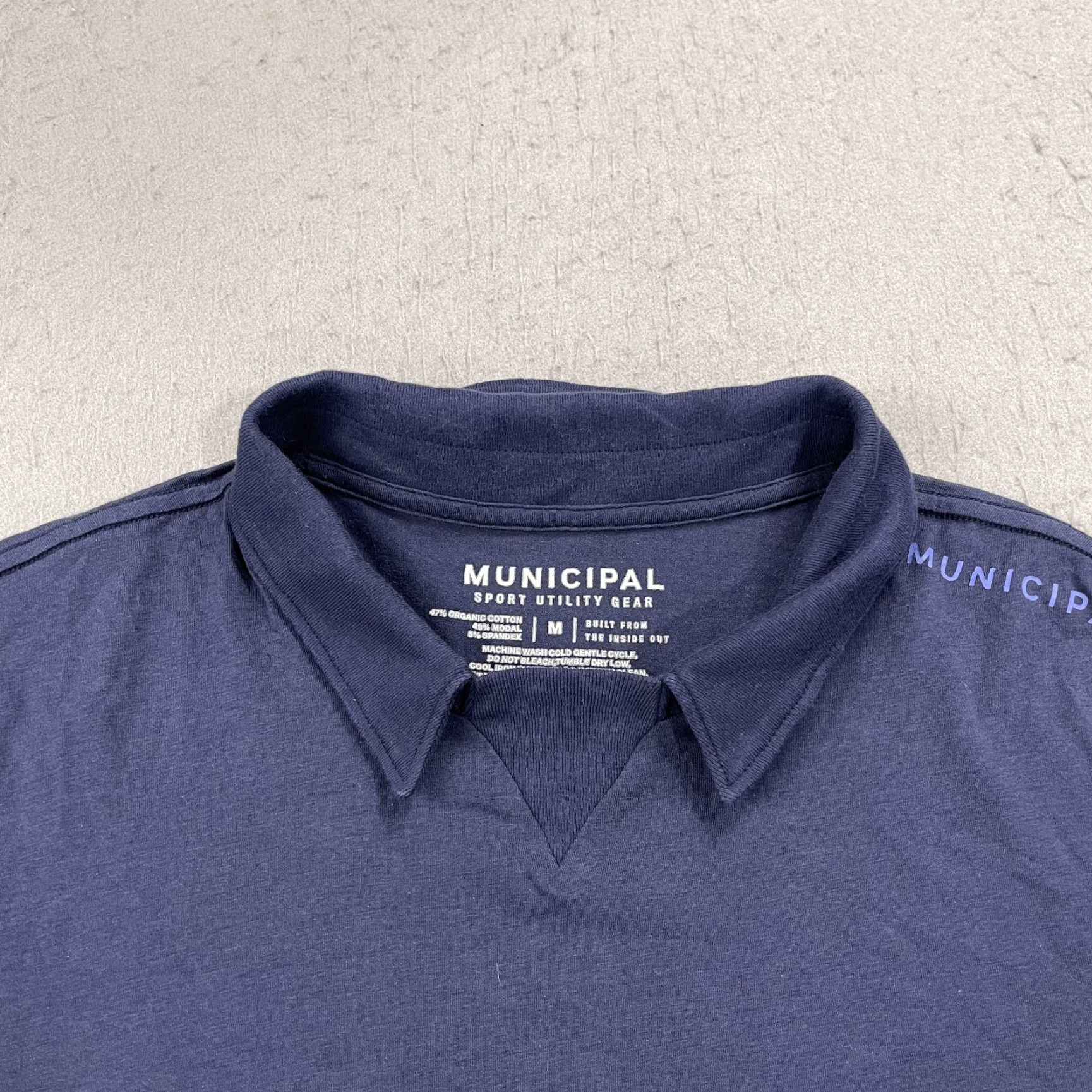 Vintage Municipal Shirt Mens Medium Navy Blue Organic Cotton Collared Sports Logo Easy Care Regular Fit Size US M / EU 48-50 / 2 - 2 Thumbnail