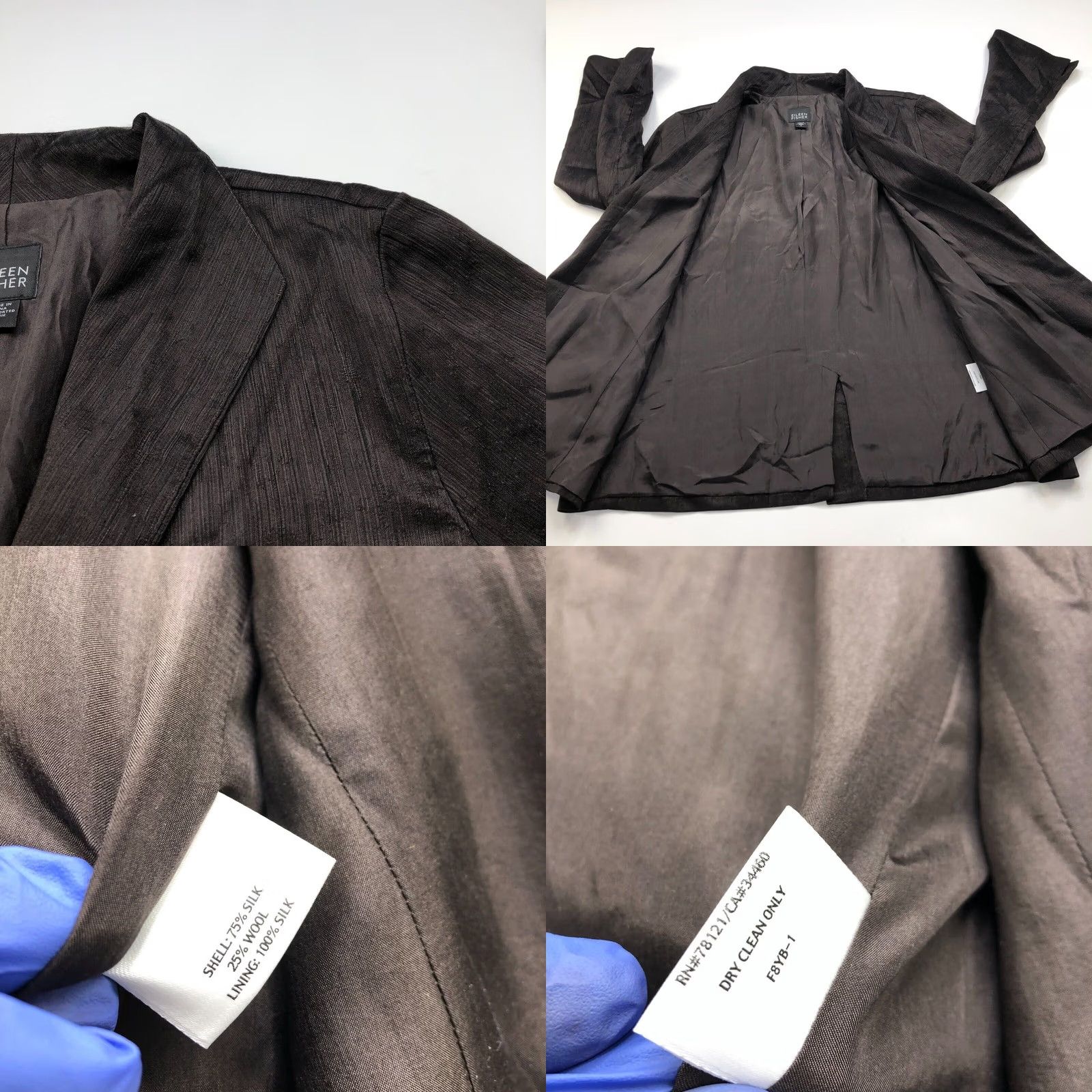Eileen Fisher Eileen Fisher Blazer Style Jacket Lightweight Silk Cardigan Front Open Small Brown Women's S Long Sleeve Button Closure Mid-Length Vintage No Size S / US 4 / IT 40 - 9 Thumbnail