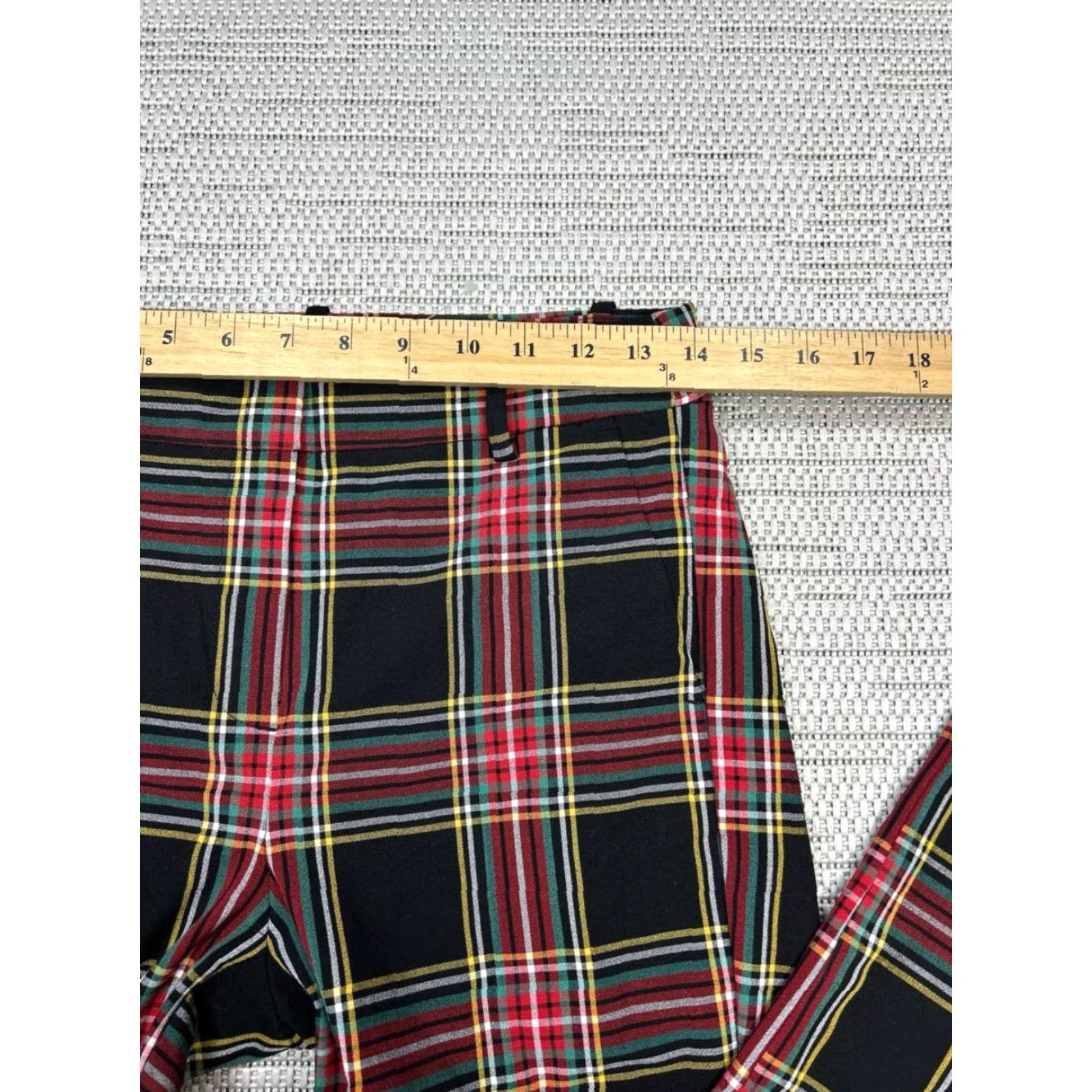 J.Crew VINTAGE J. Crew Pants Womens 2 Ruby Full Length Black Red Plaid Slim Fit New Size 26" / US 2 / IT 38 - 5 Thumbnail