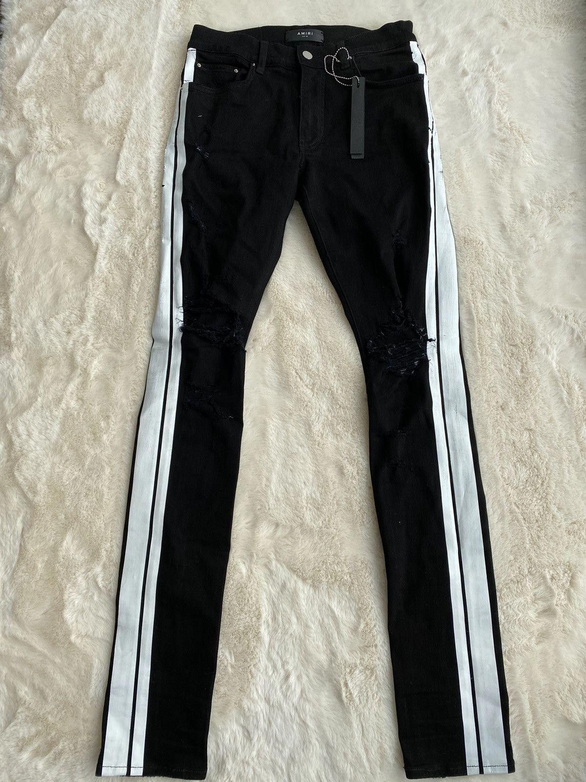 Amiri Amiri Black Track Denim Jeans Size US 30 / EU 46 - 1 Thumbnail